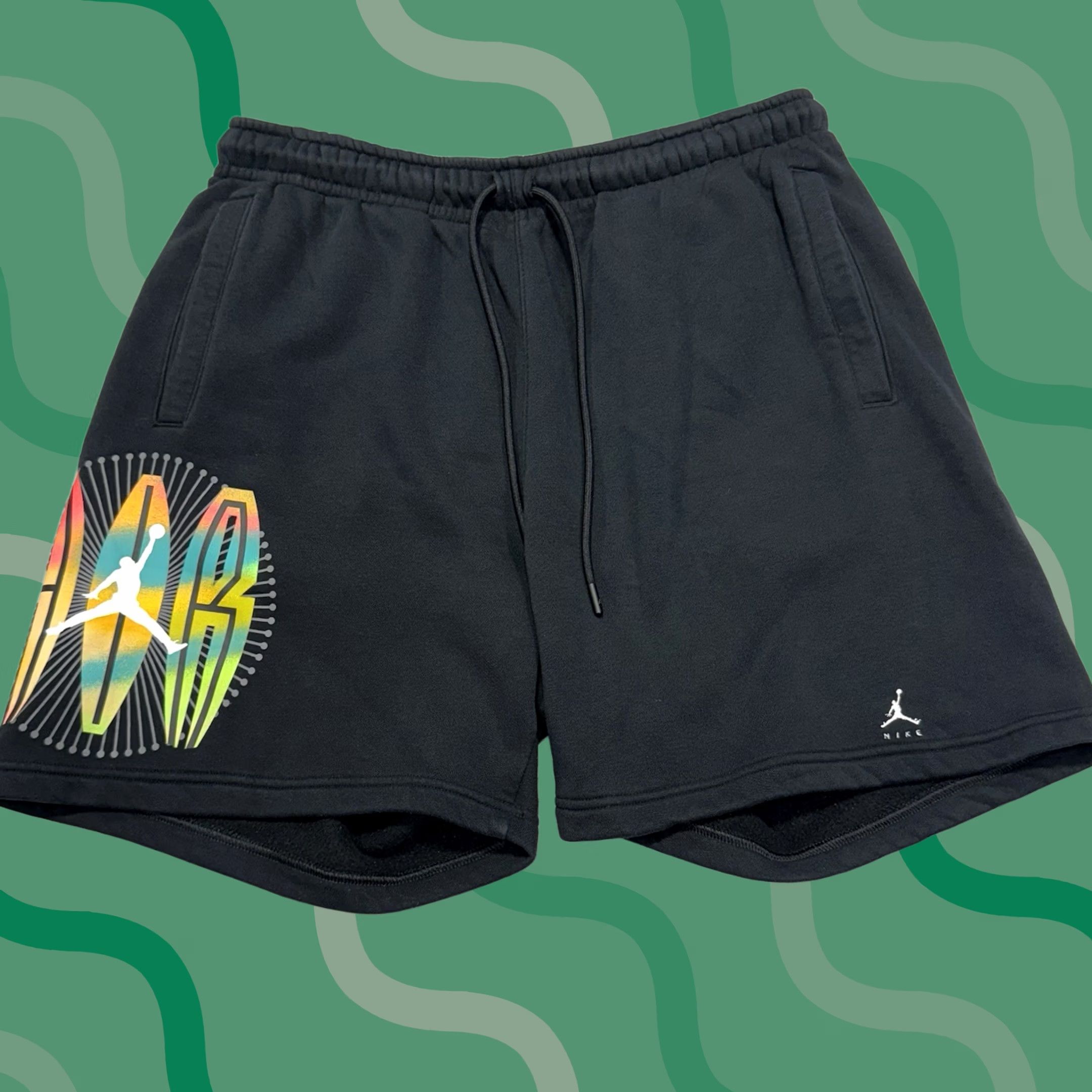 Jordan Brand Air Jordan Shorts Men XL Black Colorful Logo Basketball 6" Inseam Pockets Casual Athletic Size US 36 / EU 52 - 1 Thumbnail