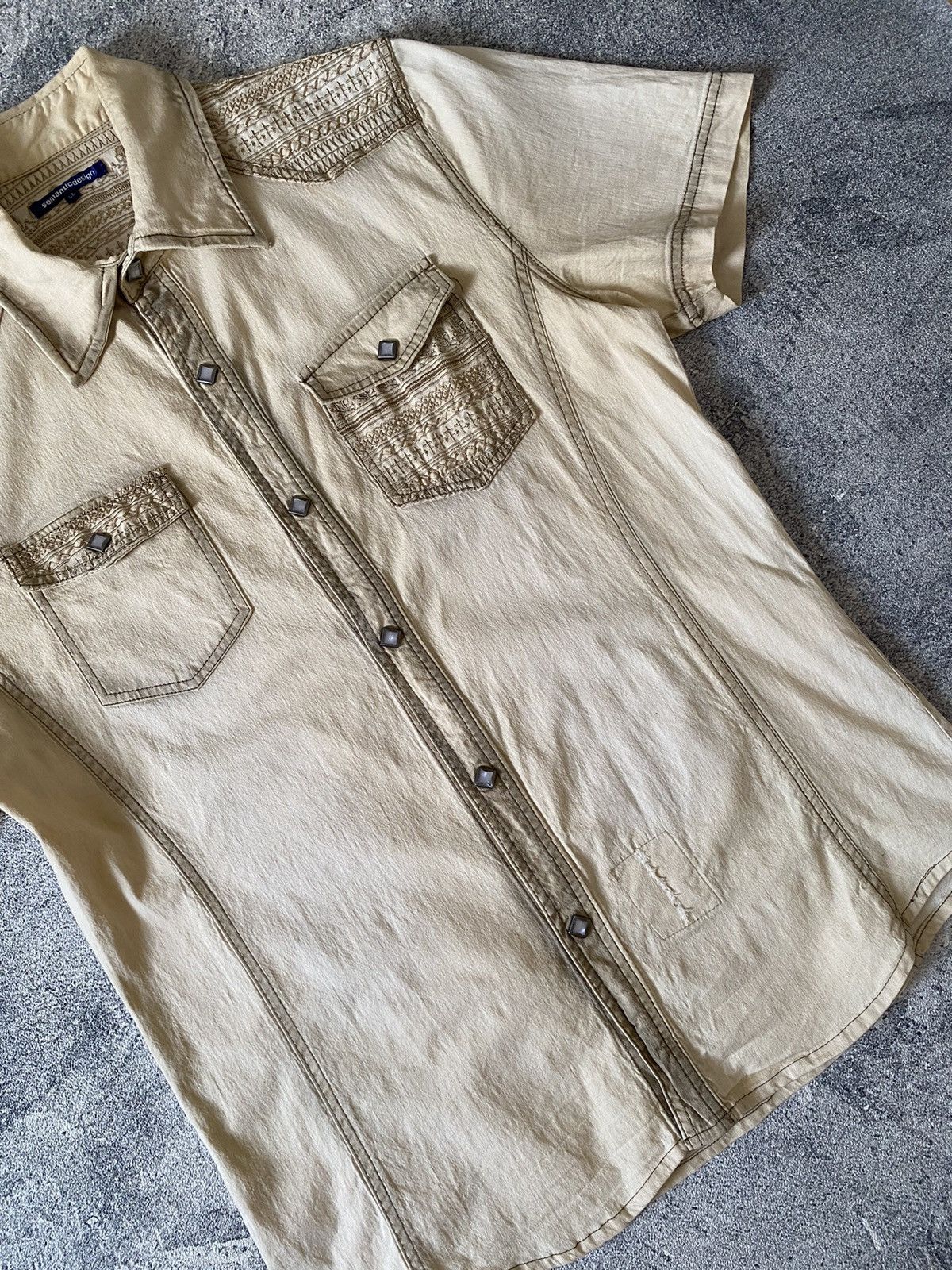 semanticdesign Y2K SEMANTIC DESIGN SKULL EMBROIDERED SNAP BUTTON SHIRT Size US L / EU 52-54 / 3 - 5 Thumbnail