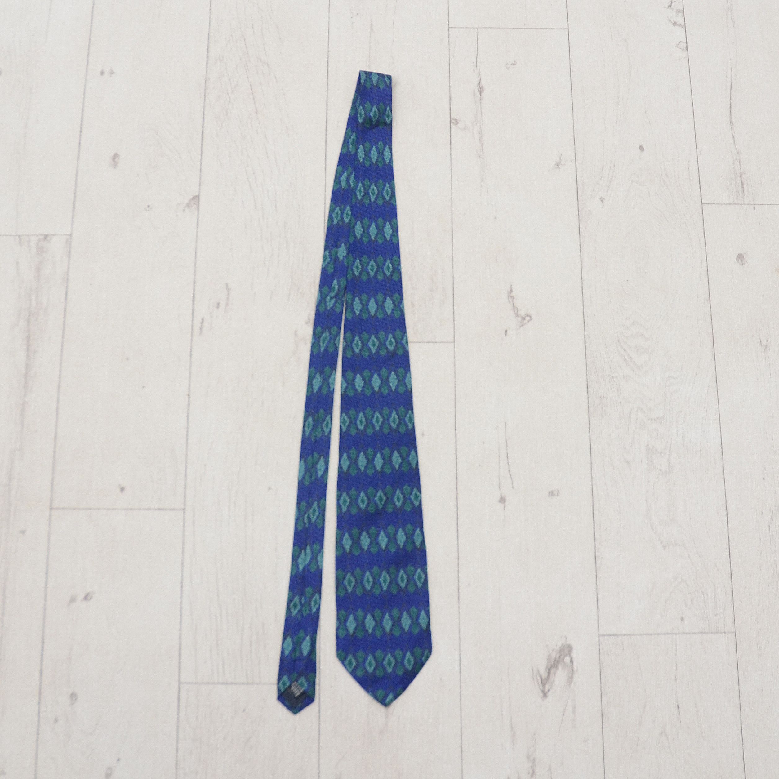 Vintage VINTAGE PISCADOR BLUE Geometric Print 100% SILK TIE Size ONE SIZE - 2 Thumbnail