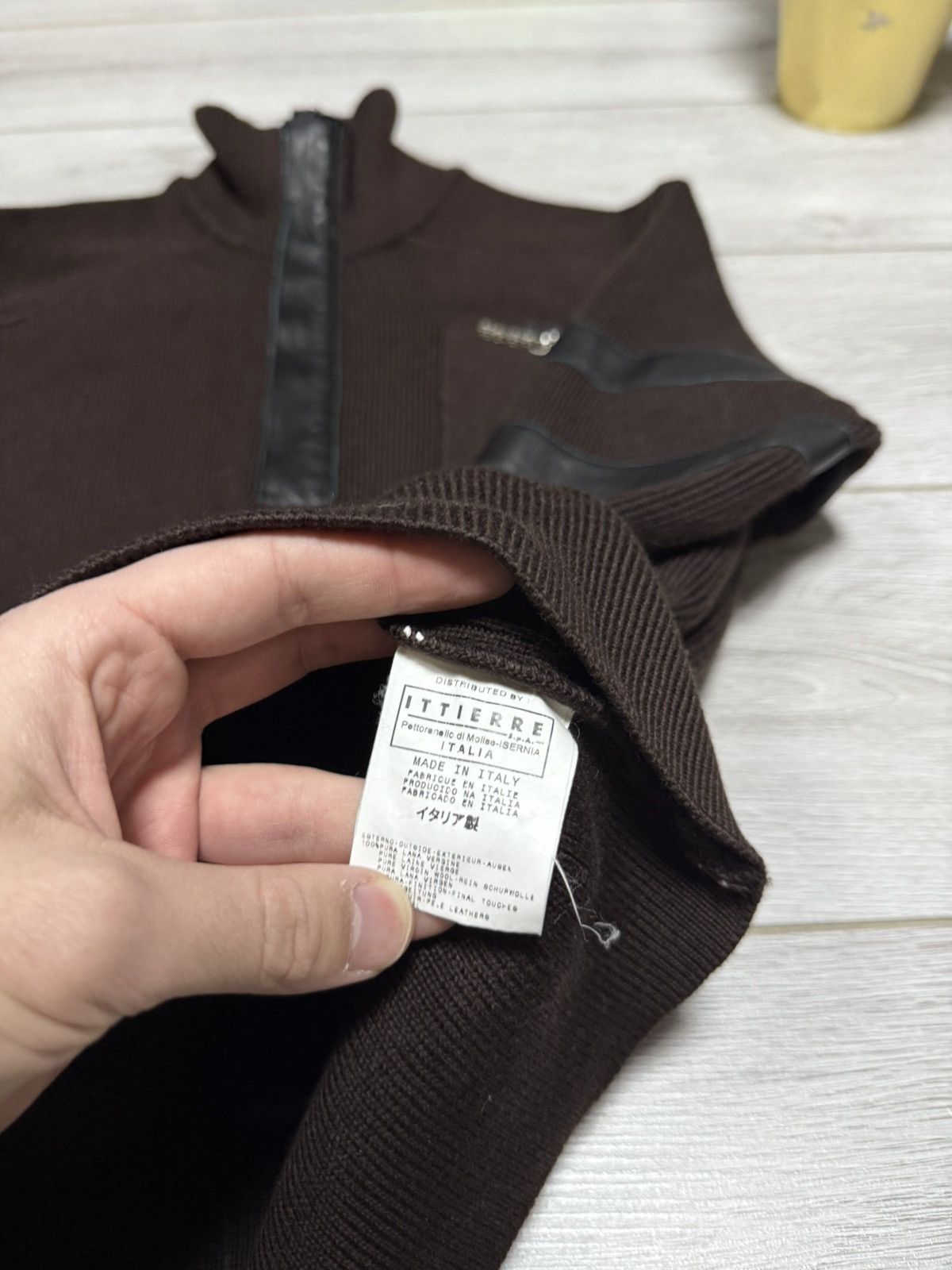 Versace Jeans Couture Versace wool quarter zip leather big logo jumper 1/4 Size US M / EU 48-50 / 2 - 8 Thumbnail