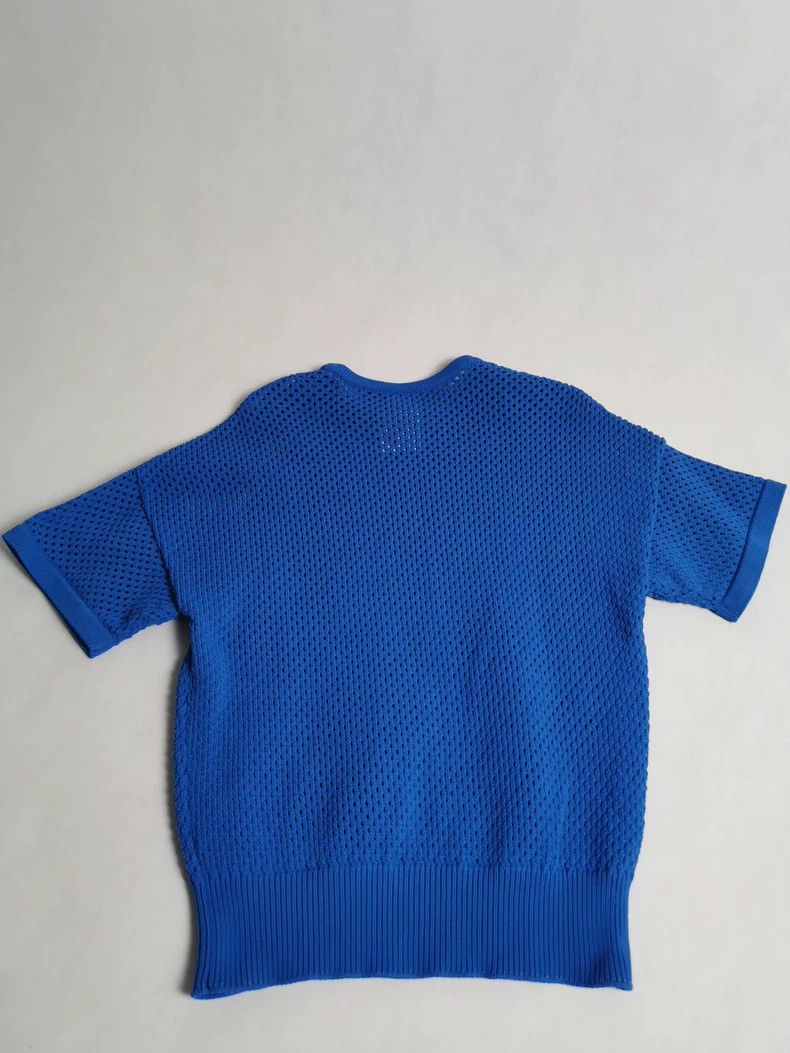 Jil Sander Jil Sander Blue knitted mesh short sleeve Size L / US 10 / IT 46 - 1 Thumbnail