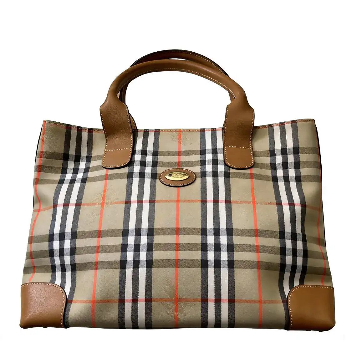 Burberry BURBERRY Nova Check khaki coated canvas war horse plaid handbag gold hardware Size ONE SIZE - 1 Thumbnail