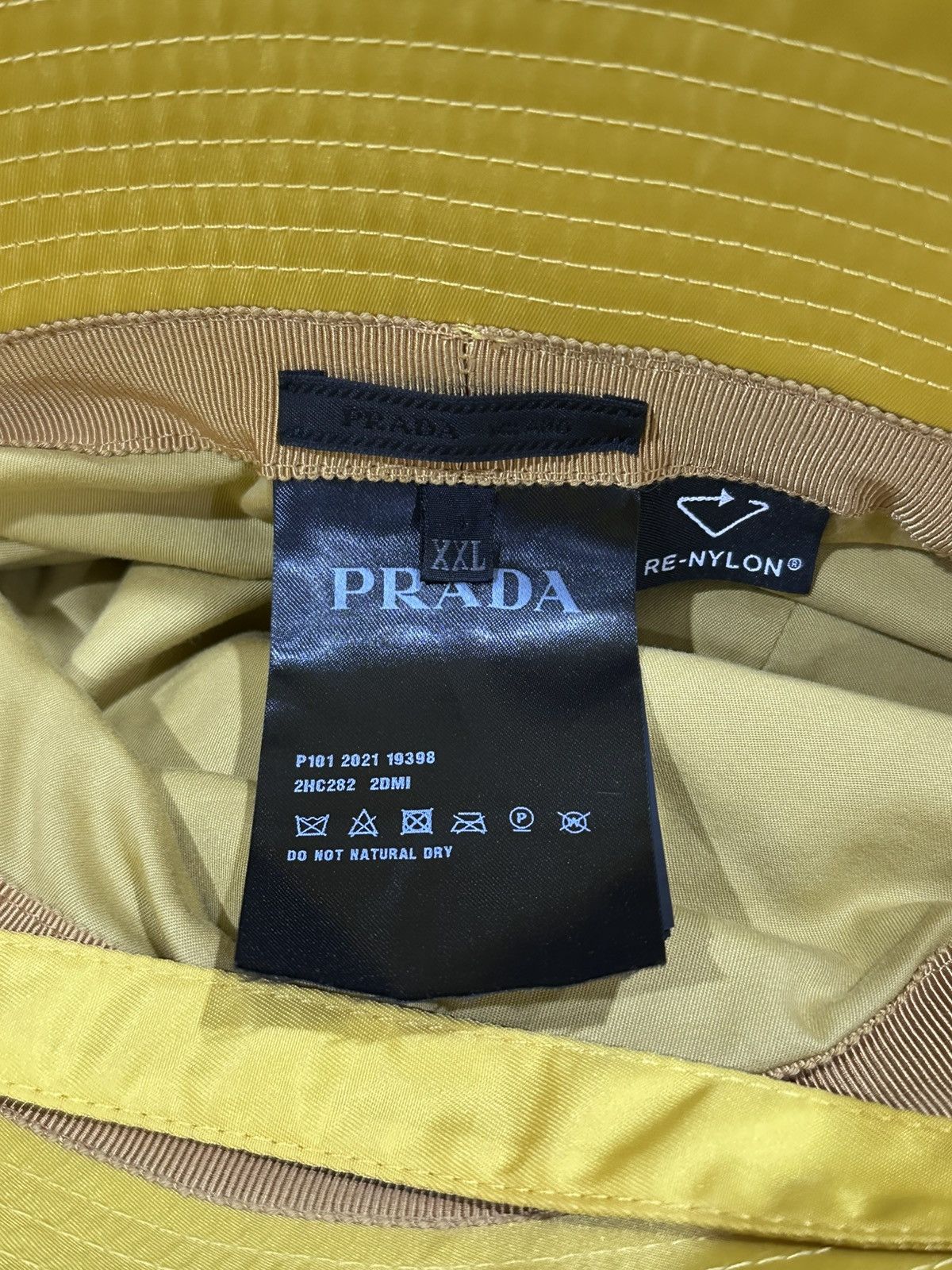 Prada Prada Yellow Re-Nylon Triangle Pouch Logo Bucket Hat Size ONE SIZE - 9 Thumbnail
