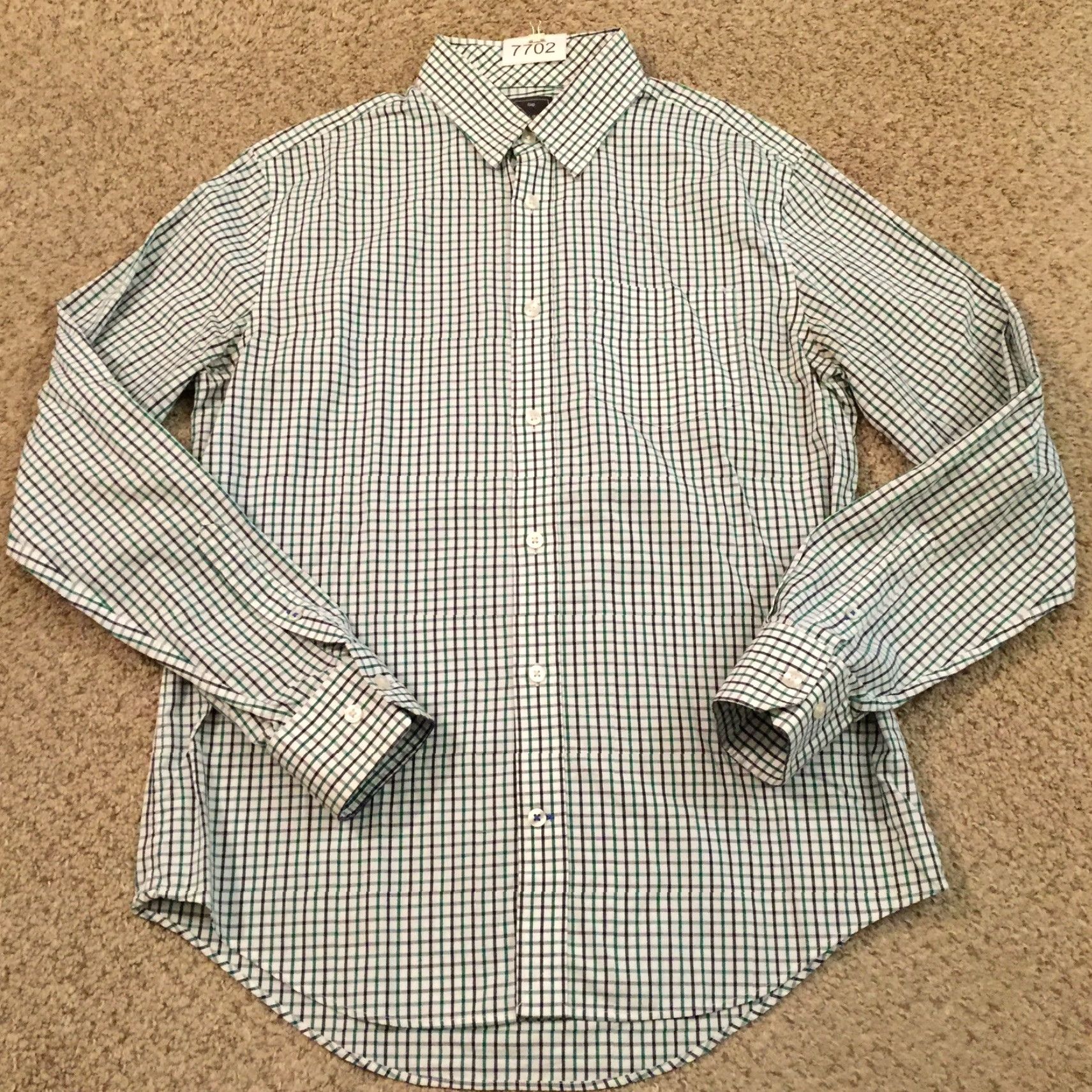 Gap Gap Shirt Mens Medium Green Plaid Long Sleeve Button Up Cotton Size US M / EU 48-50 / 2 - 2 Thumbnail