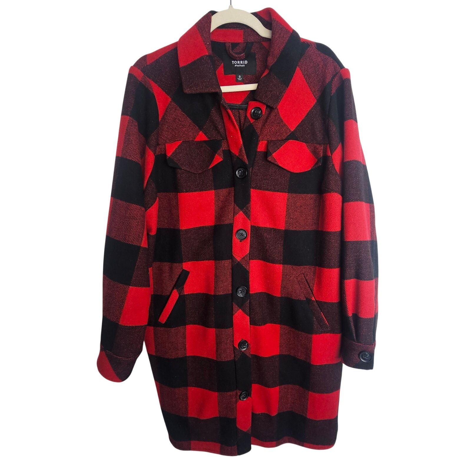 Torrid Torrid Womens Buffalo Plaid Wool Longline Shacket Size 0X Size XL / US 12-14 / IT 48-50 - 2 Thumbnail