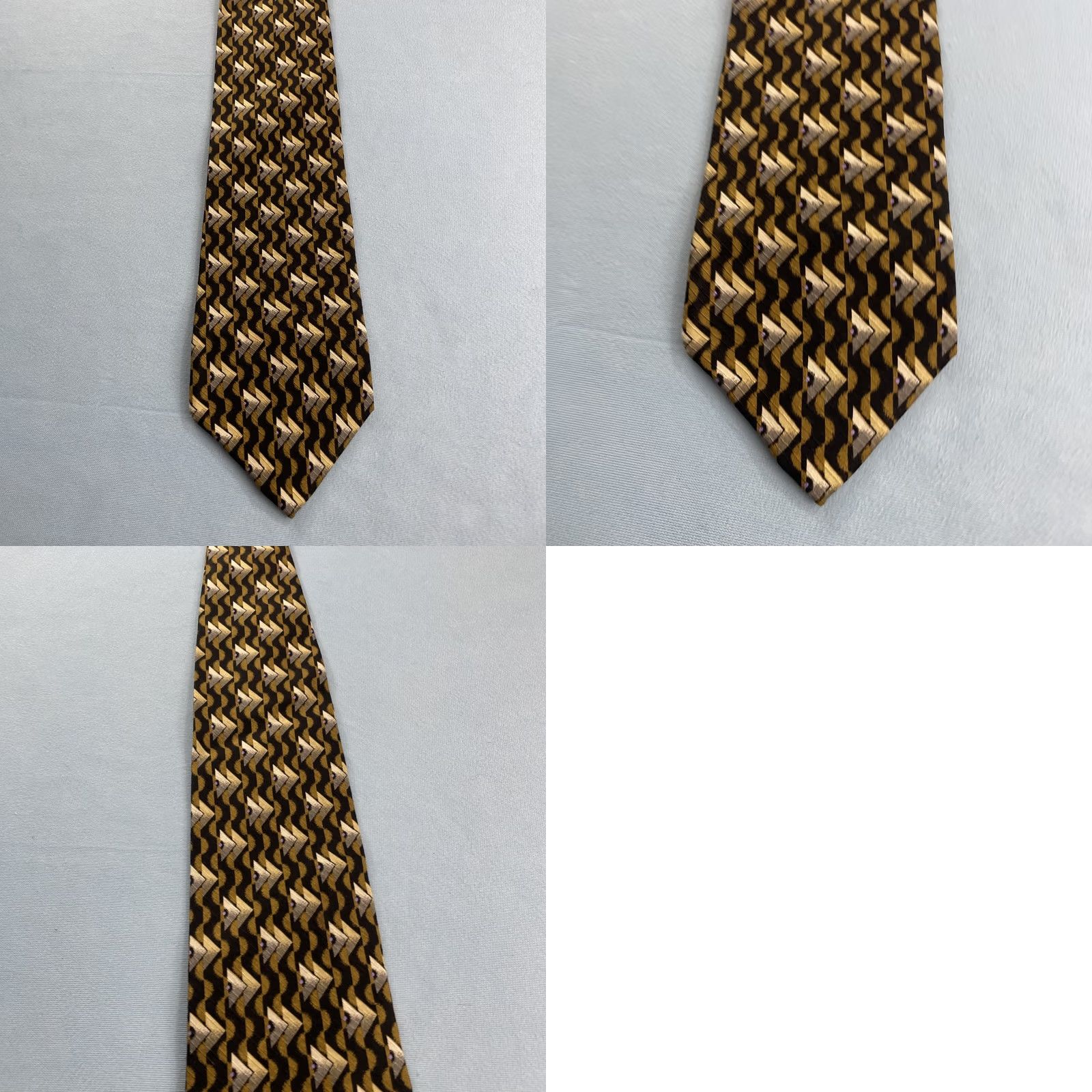 Triangl Format Japan Silk Tie Optical Abstract Deco Pyramid Triangle Yellow Black 4x59 Vintage Geometric Diamond Triangle Wide Necktie Mens 1990s 100% Silk Size ONE SIZE - 11 Thumbnail