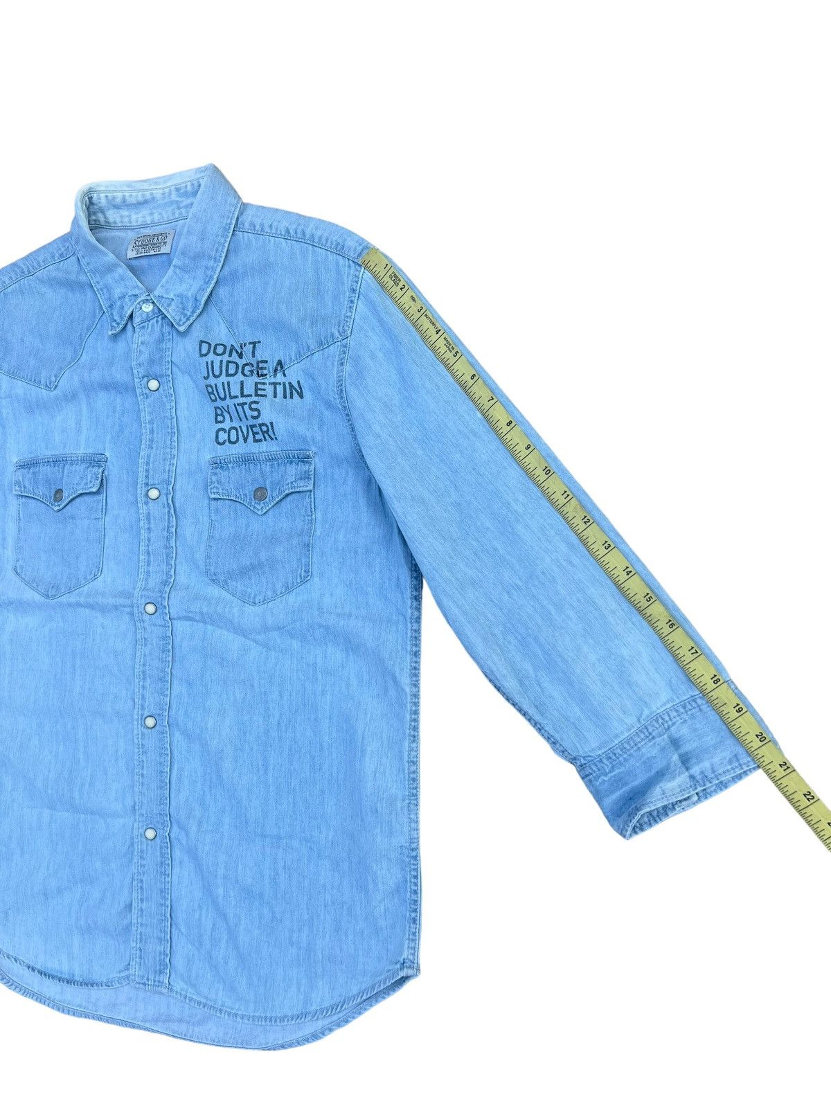 Vintage Stooge & Co Japan 3 Quater Sleeve Faded Chambray Shirt Size US M / EU 48-50 / 2 - 6 Thumbnail