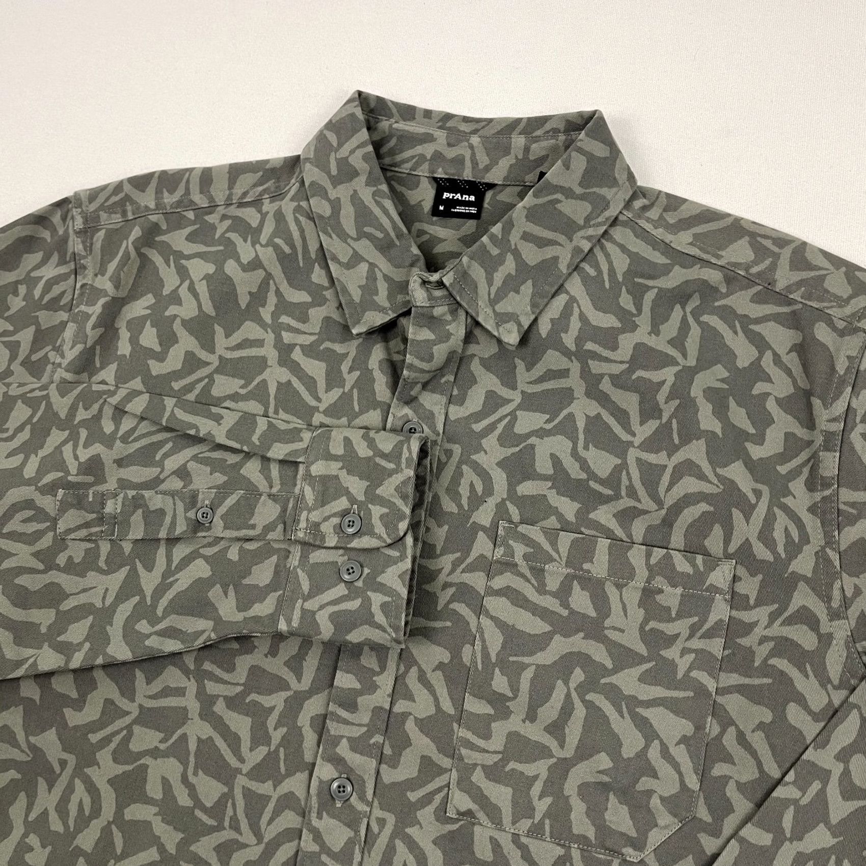 Prana Prana Arbored Shirt Mens M Gray Nori Freestyle Geo Canvas Hiking Casual Outdoors Shirt Size US M / EU 48-50 / 2 - 2 Thumbnail
