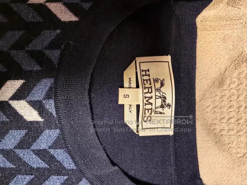 Hermes Hermes Blue Long Sleeve T-Shirt with Front Special Pattern Size US S / EU 44-46 / 1 - 7 Thumbnail