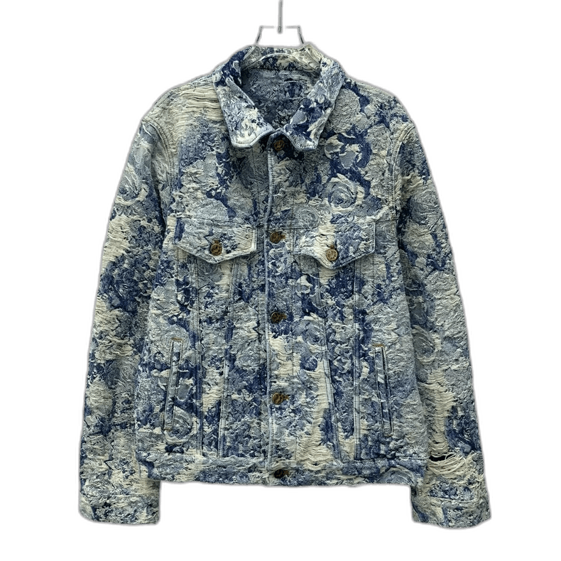 Louis Vuitton Louis Vuitton Blue Floral Denim Jacket-2506 Size L / US 10 / IT 46 - 1 Thumbnail
