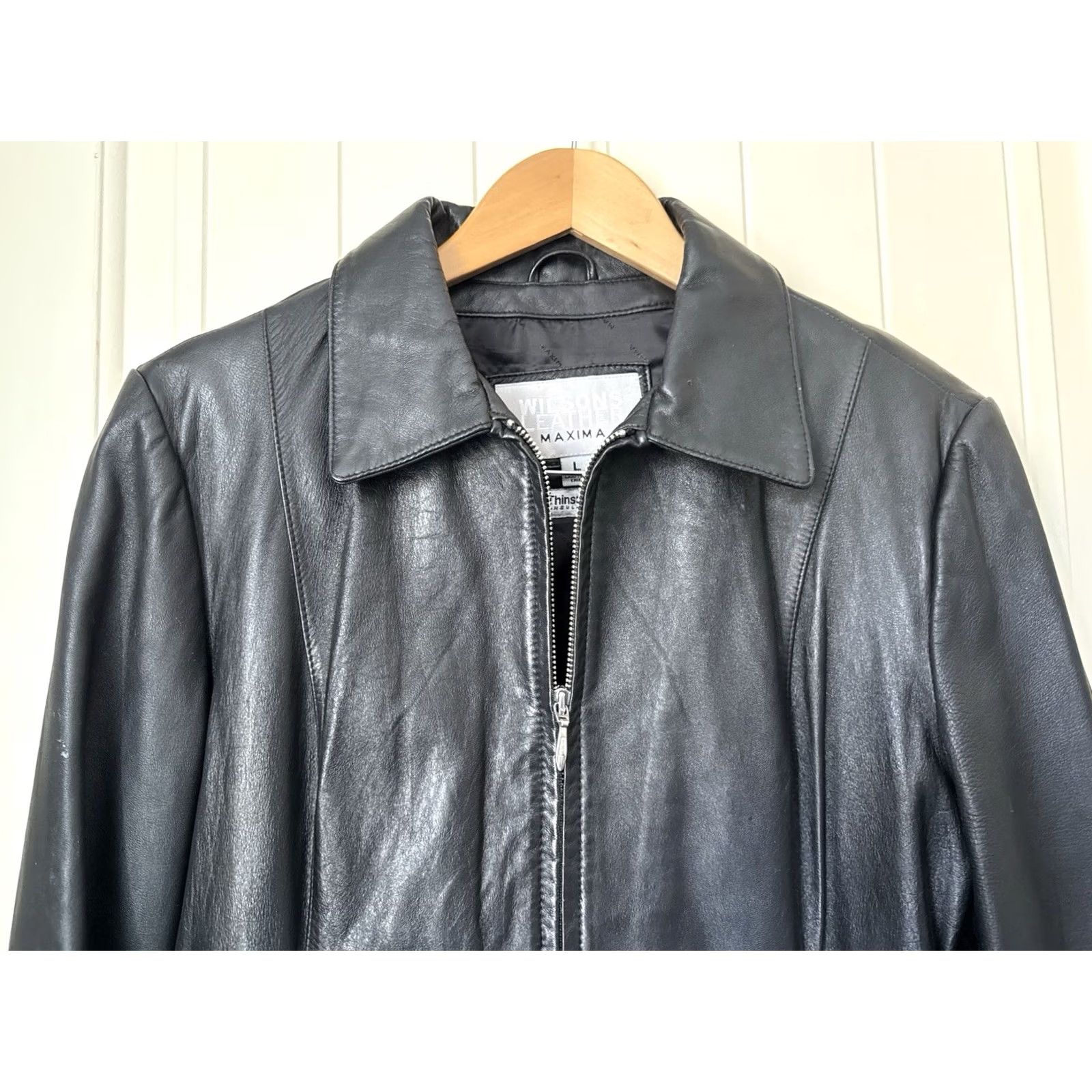 Vintage Wilsons Leather Maxima Jacket Womens Large Black Thinsulate Lined Zip Pockets Jacket Size L / US 10 / IT 46 - 2 Thumbnail