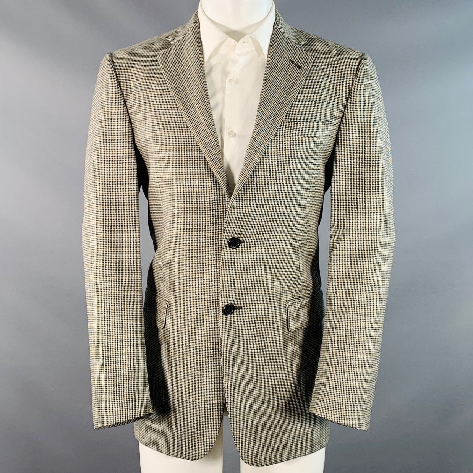 Burberry Size 38 Black Beige White Houndstooth Wool Sport Coat Size 38R - 1 Thumbnail