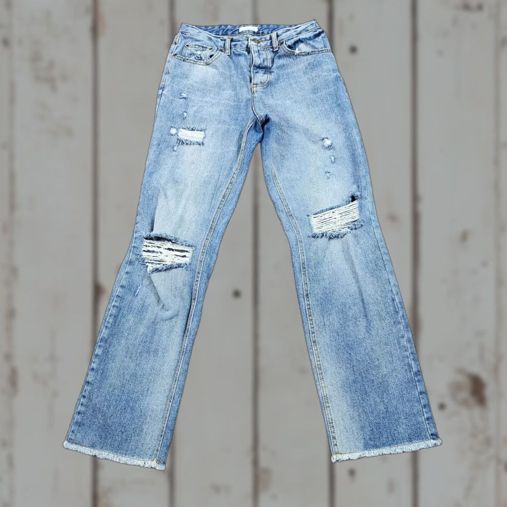 AVEC LES FILLES VINTAGE Avec Les Filles Jeans Womens 26 Straight Leg Distressed Blue 25x28 Size 26" / US 2 / IT 38 - 1 Thumbnail