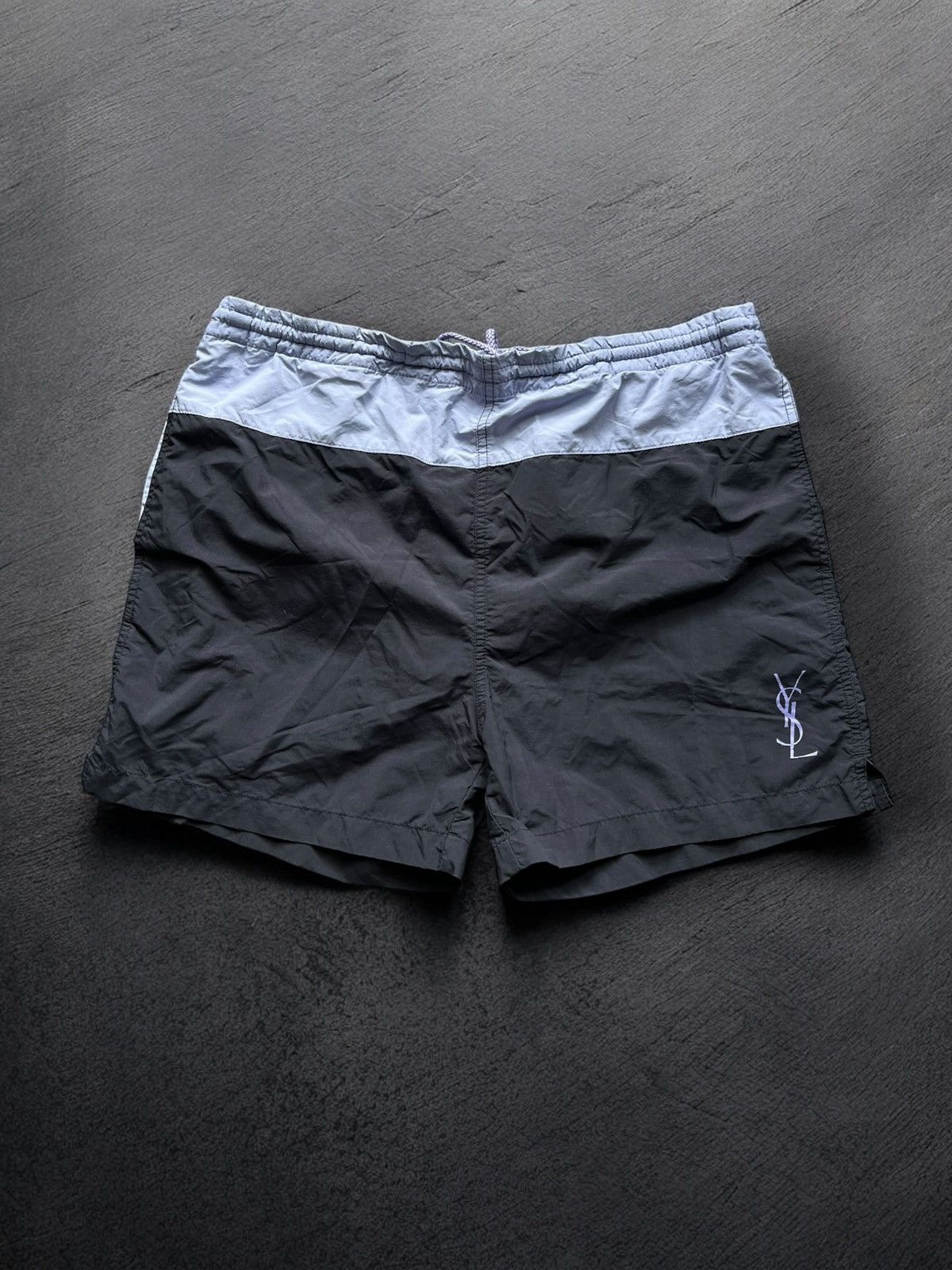 Yves Saint Laurent YSL Logo Swim Shorts in Blue Size US 32 / EU 48 - 1 Thumbnail