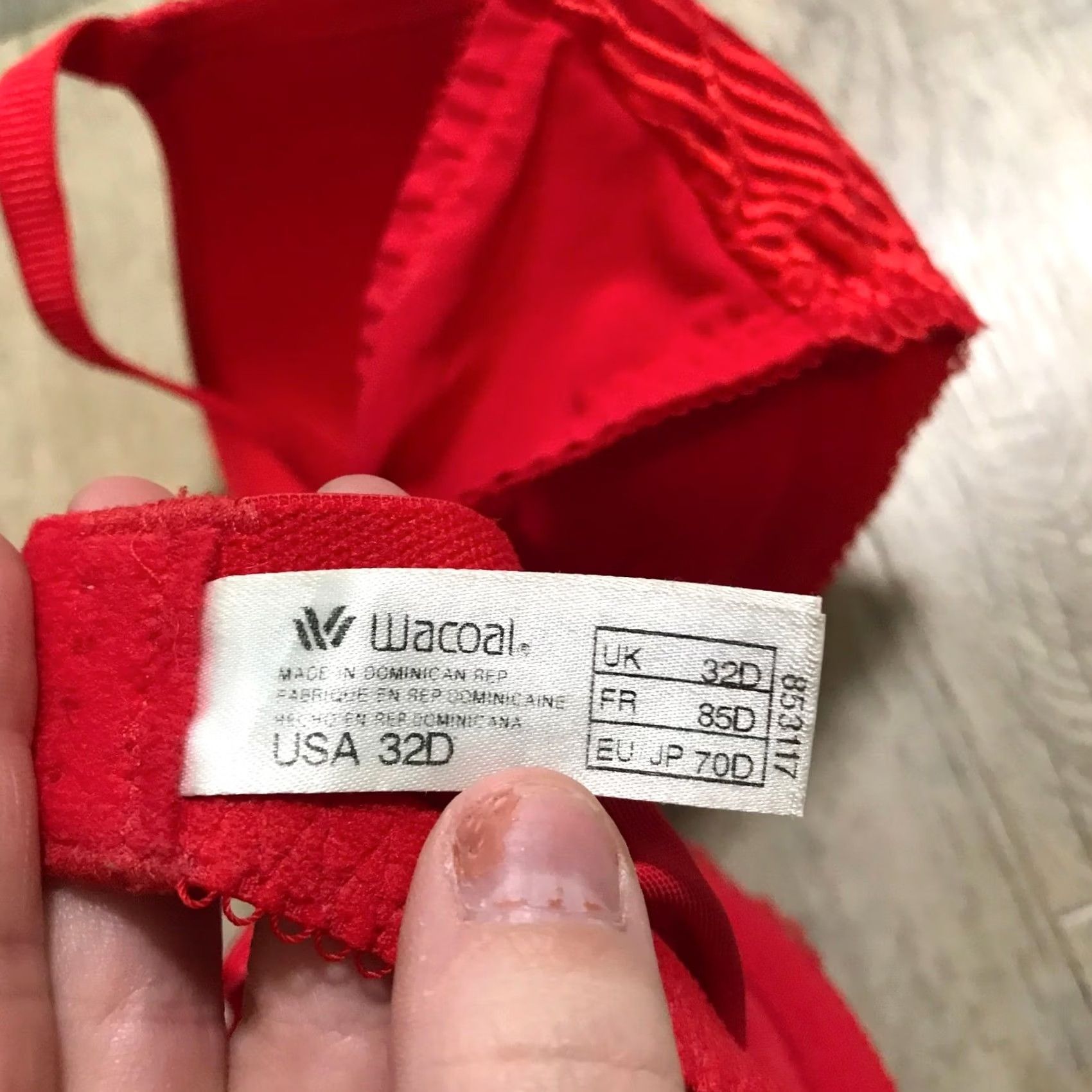 Vintage Wacoal Bra 32D Womens Red Lace Trim Contour Underwire T-Shirt Cup Size ONE SIZE - 4 Thumbnail