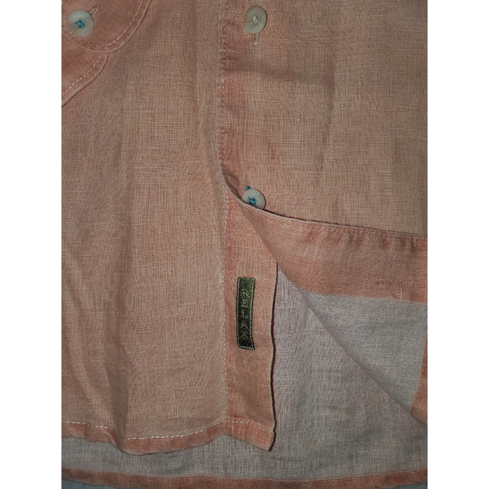 Tommy Bahama Tommy Bahama Signature Relax 100% Linen Button-Up Long Sleeve Shirt Mens Sz S Orange Hawaiian Size US S / EU 44-46 / 1 - 6 Thumbnail