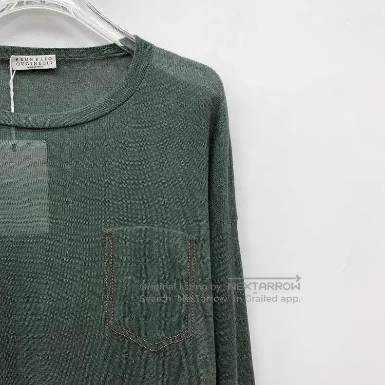 Brunello Cucinelli Brunello Cucinelli Dark green pocket sequin linen round-ne Size XS / US 0-2 / IT 36-38 - 3 Thumbnail