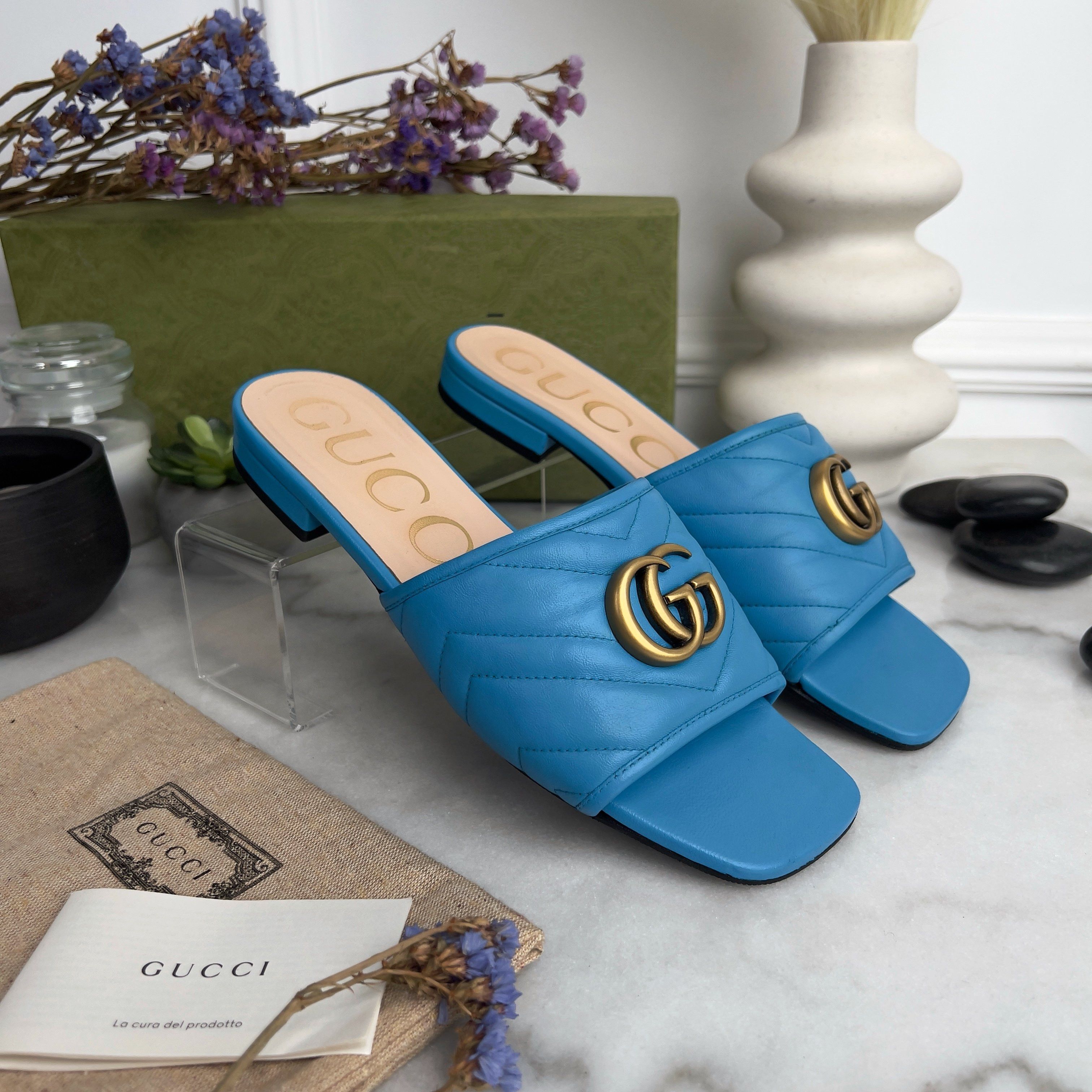 Gucci GUCCI Marmont GG Slide Sandals Mule Leather Size US 7 / IT 37 - 1 Thumbnail