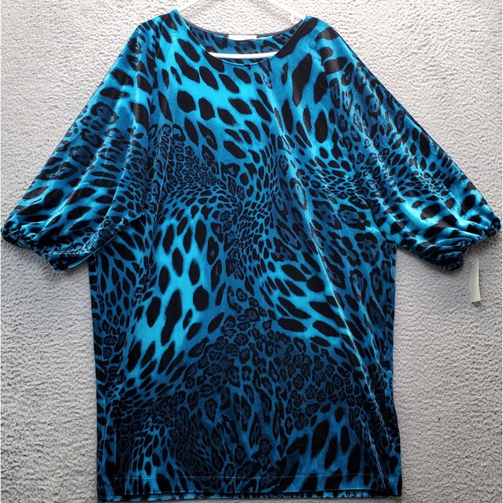 Vintage Natori Dress Womens L Multi Animal Print Velour Stretch Dolman Sleeve Pullover Size L / US 10 / IT 46 - 2 Thumbnail