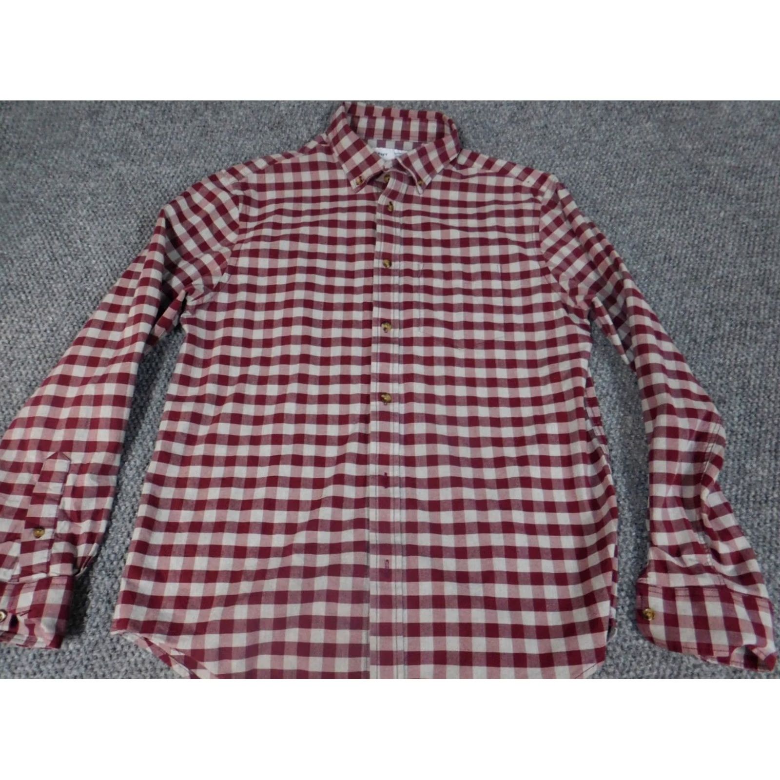 Old Navy Old Navy Mens Shirt M Red Button-Down Everyday Plaid Shirt, Long Sleeve, Cotton, Button-Up, Classic, Pockets, Knit, Regular Fit, Men Size US M / EU 48-50 / 2 - 2 Thumbnail