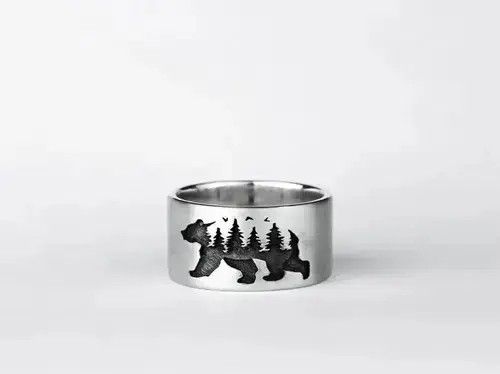 Other Simple Black Bear Forest Ring Size 7 8 9 10 Size ONE SIZE - 1 Thumbnail
