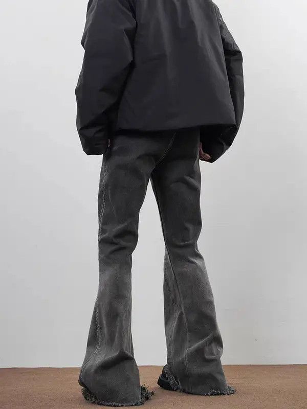 Japanese Brand VIBE Street y2k raw edge floor-length micro-flare jeans Size US 32 / EU 48 - 3 Thumbnail