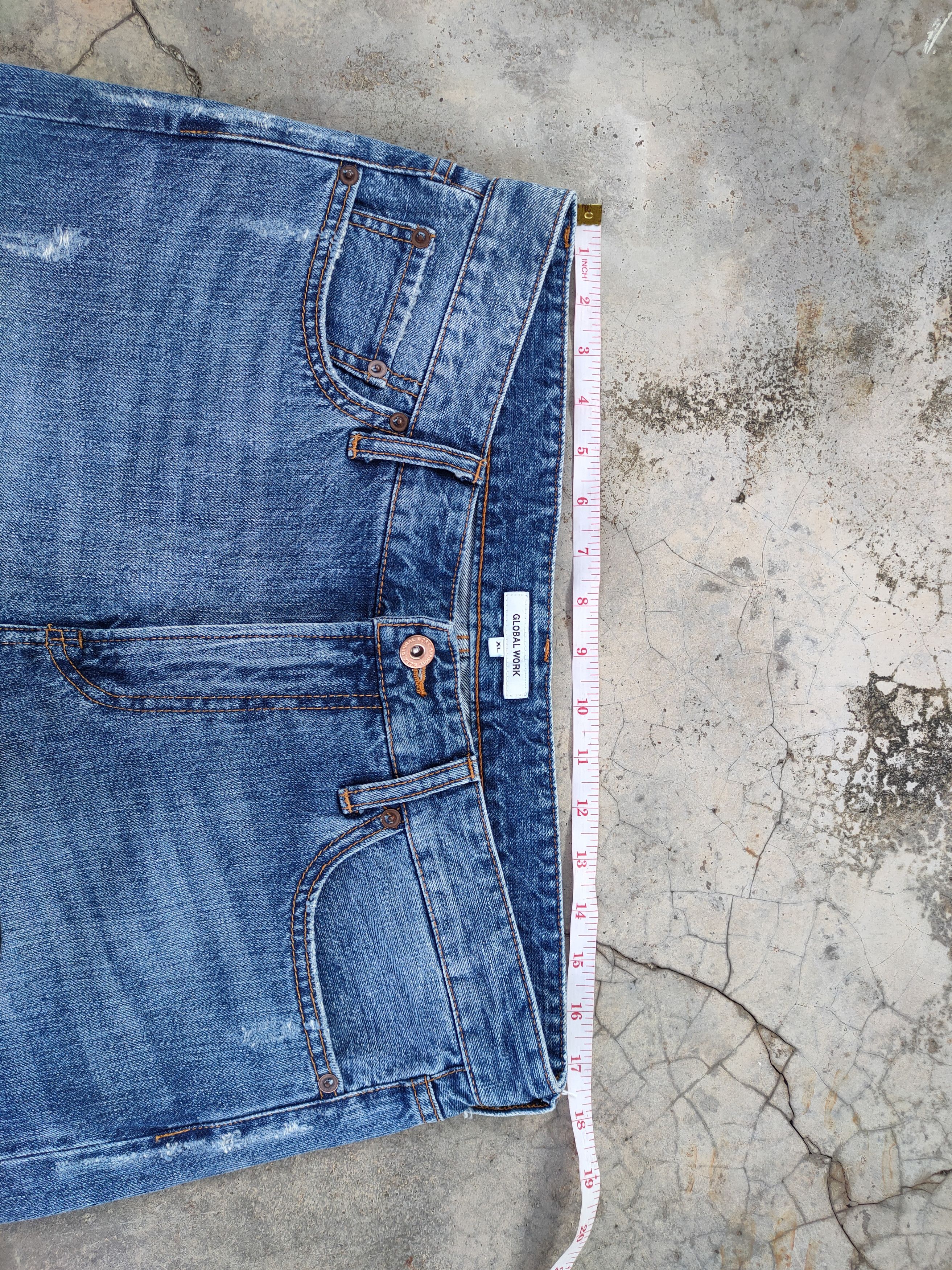 Global Work VINTAGE GLOBAL WORK FADED DISTRESSED DENIM JEAN PANTS Size US 35 - 5 Thumbnail