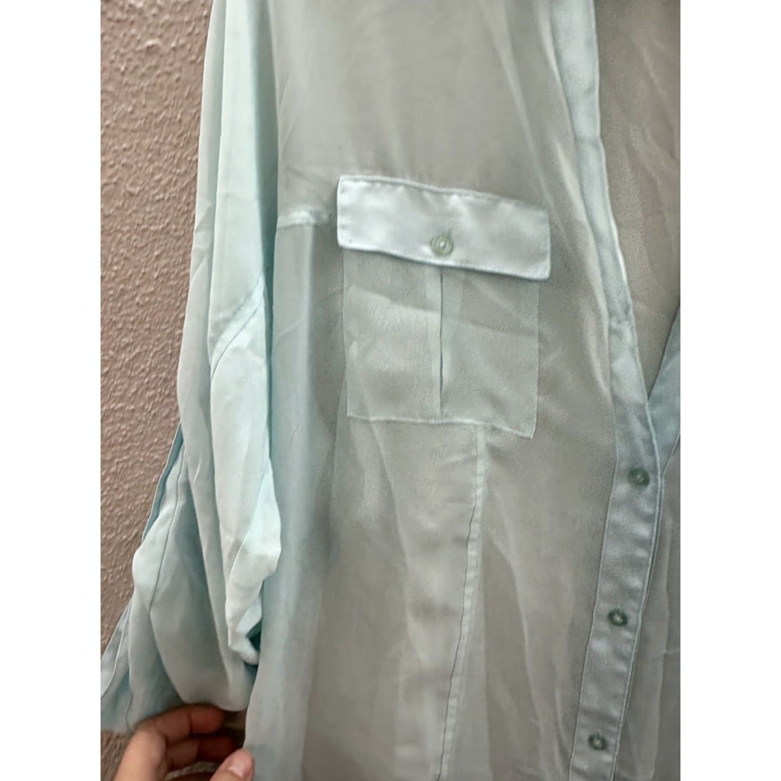 Vintage Candies Womens Juniors Blouse Size Small Blue Sheer Button Up Collared Shirt Size S / US 4 / IT 40 - 5 Thumbnail