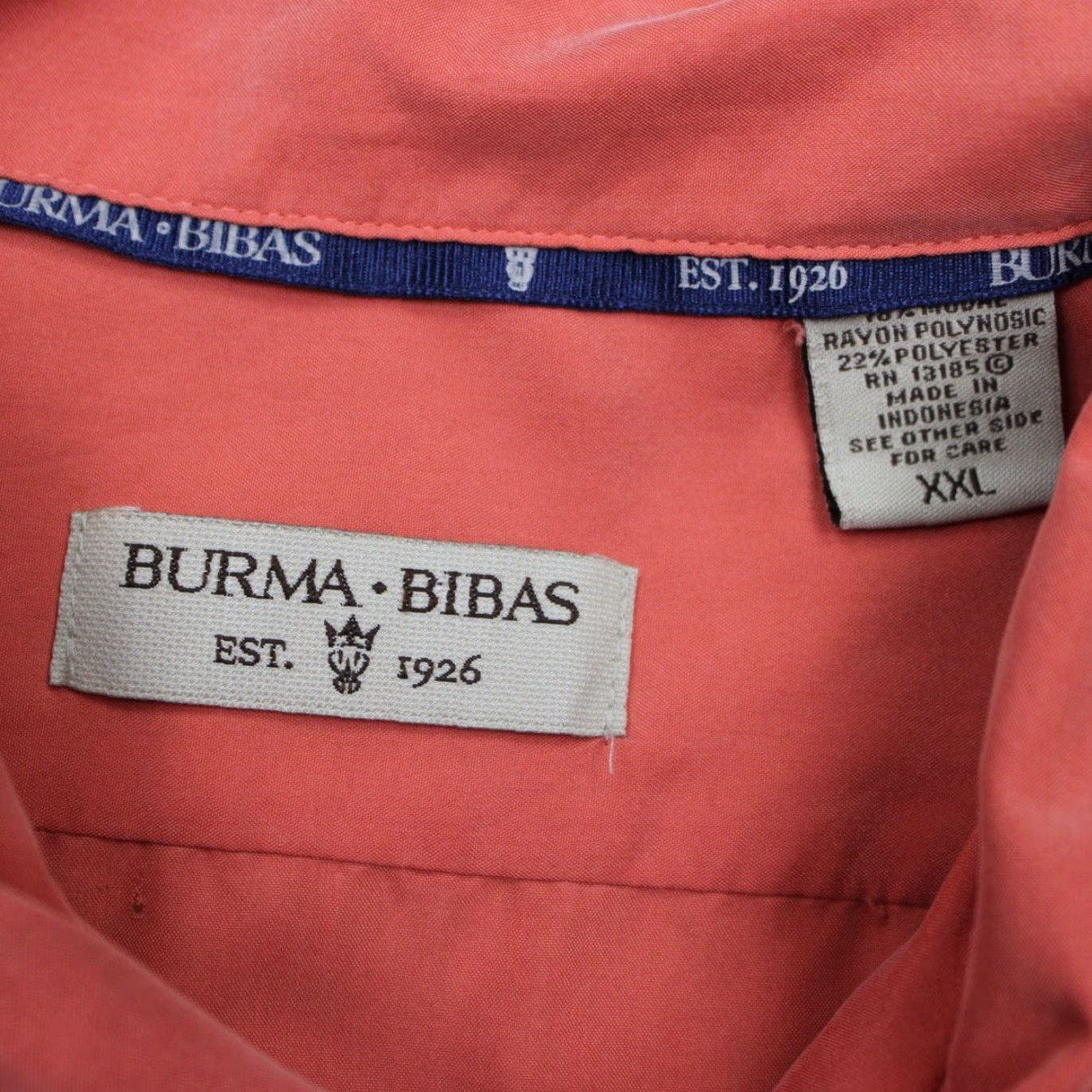 Vintage Burma Bibas Shirt Mens 2XL Orange Button-Up Long Sleeve Solid Modal Rayon Poly Blend Cartoon? Size US XXL / EU 58 / 5 - 7 Thumbnail