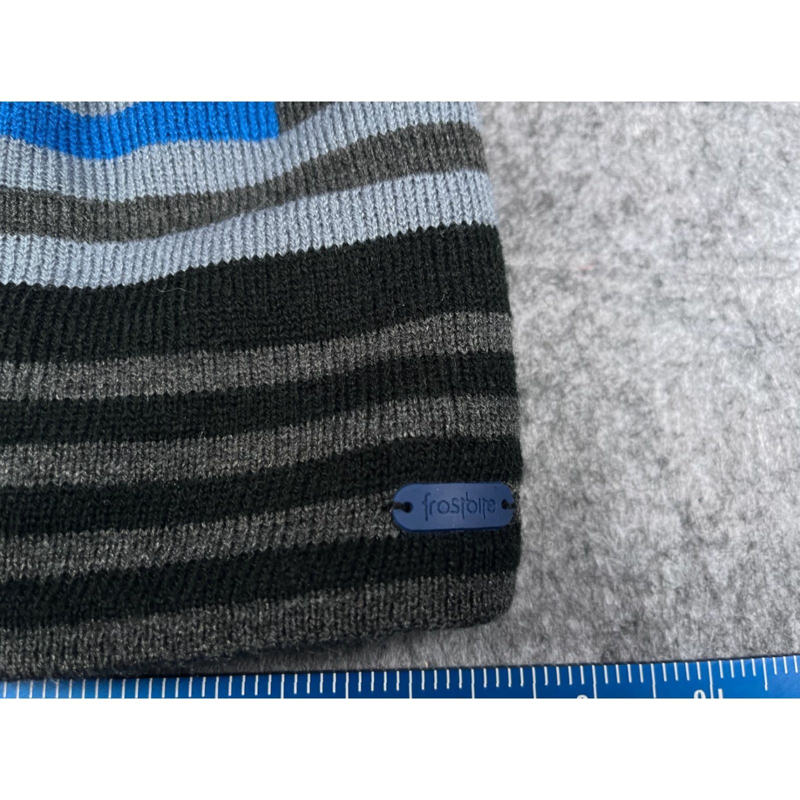 Vintage Frostbite Beanie Mens One Size Blue Gray Stripe Knit 100% Acrylic Lined Hat Beanie Mens One Size Blue Gray Stripe Knit 100% Acrylic Lined Size ONE SIZE - 2 Thumbnail