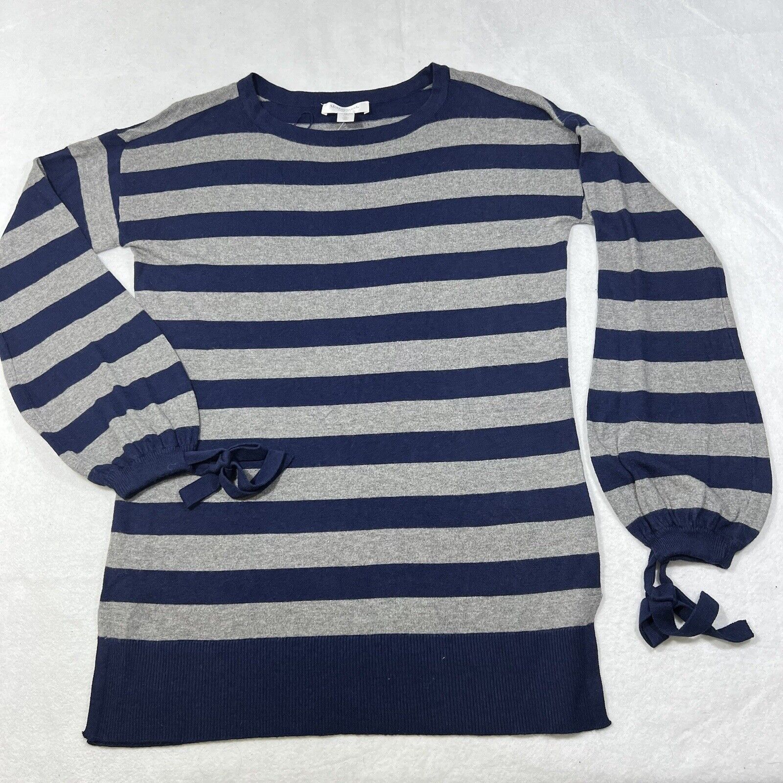 Other Motherhood Maternity Sweater Navy Blue Gray Striped Ribbons Size XS / US 0-2 / IT 36-38 - 1 Thumbnail
