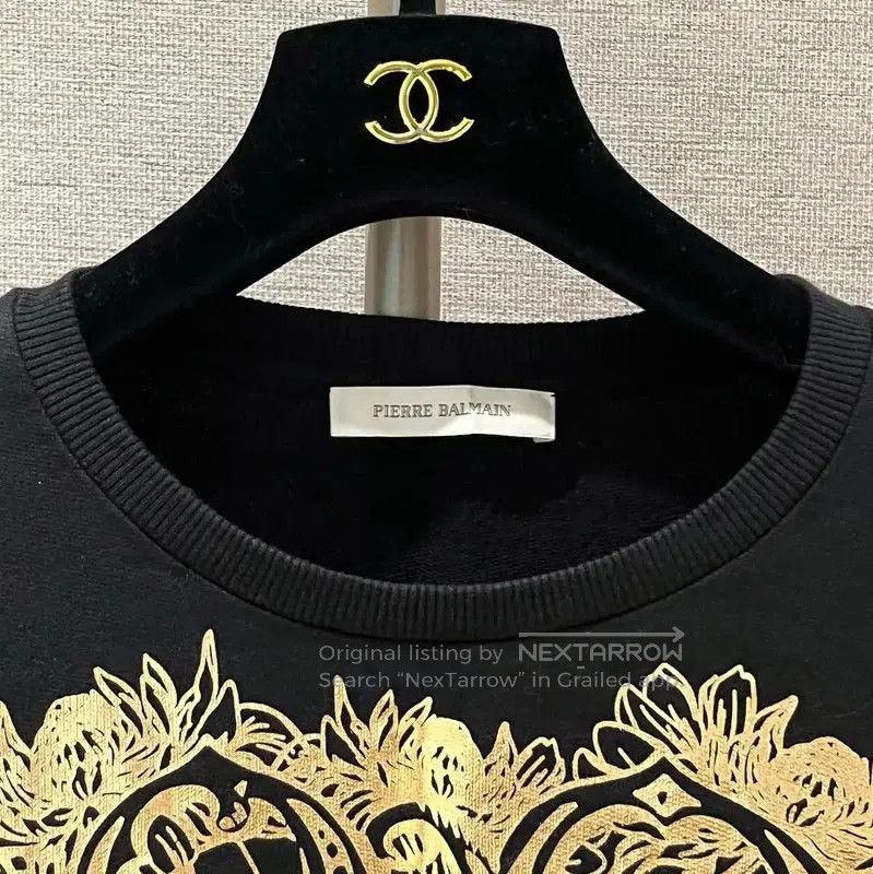 Balmain Balmain Black Cotton Printed Long Sleeve Tee . Size M / US 6-8 / IT 42-44 - 4 Thumbnail