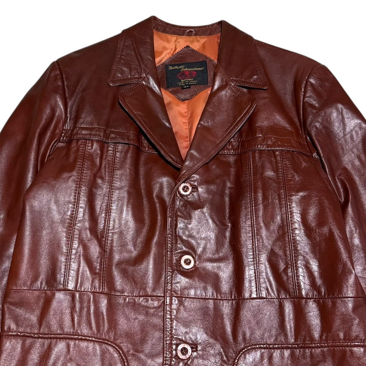 Vintage Fantastic International Men's Leather Jacket Size 40 Vintage Size US L / EU 52-54 / 3 - 2 Thumbnail