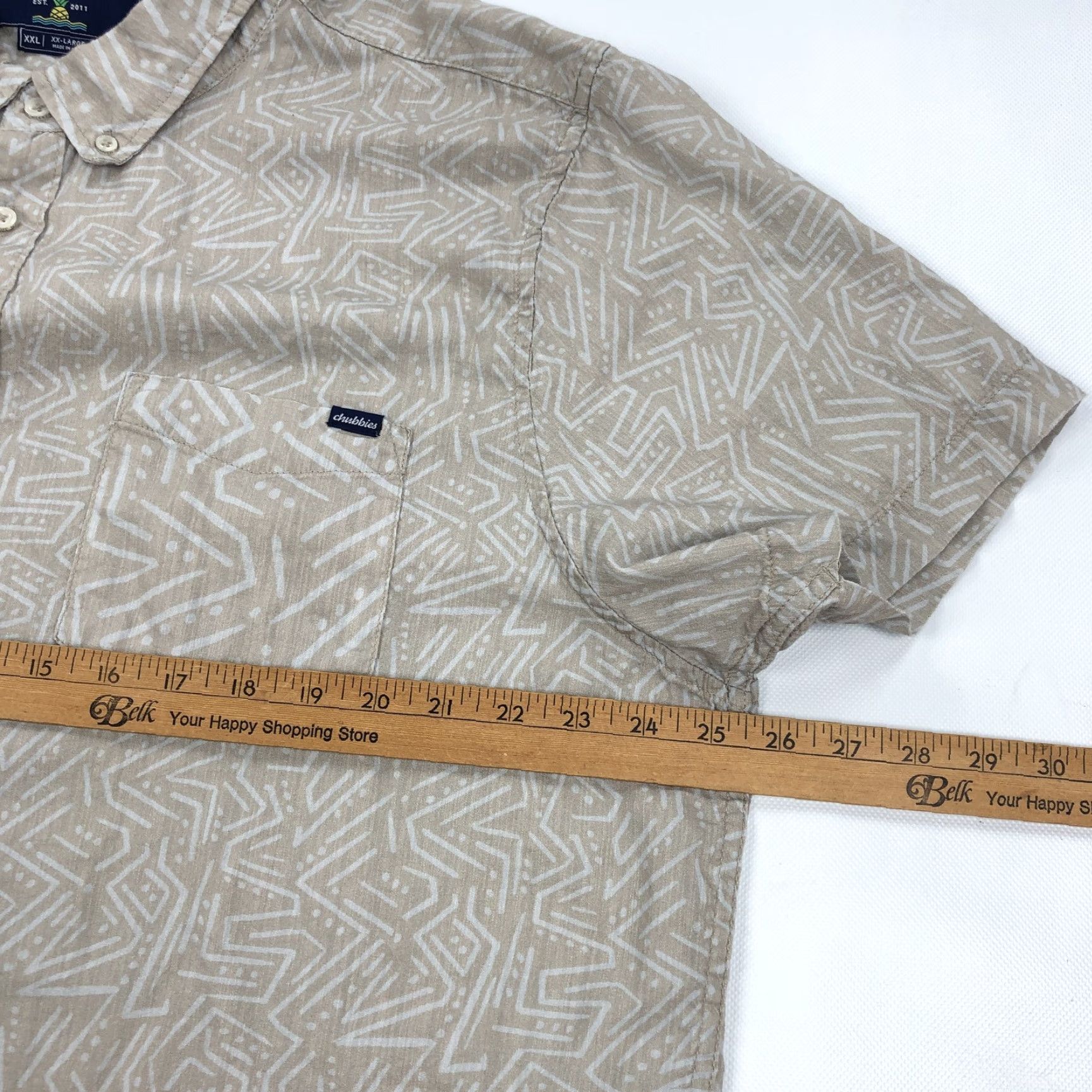 Chubbies Chubbies Shirt XXL Beige Tan Abstract Pattern Button-Down Collar Short Sleeve Chest Pocket Size US XXL / EU 58 / 5 - 6 Thumbnail