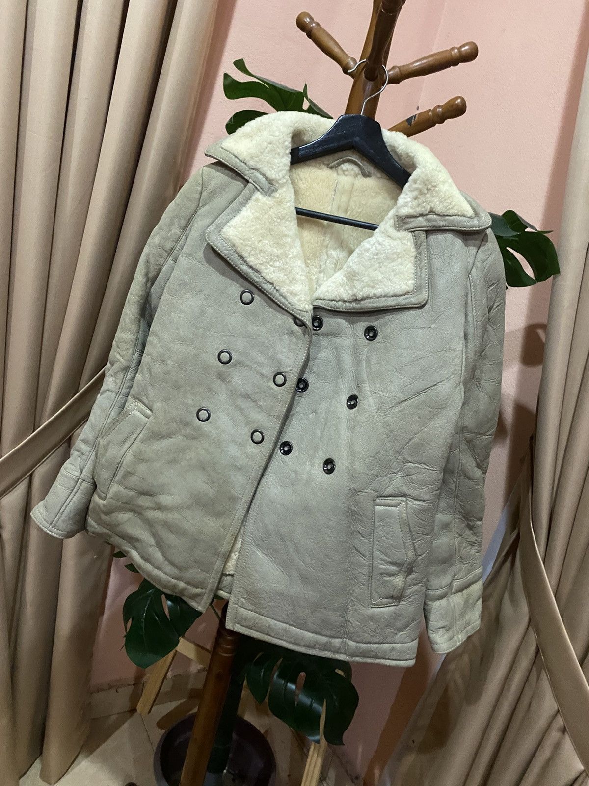 Japanese Brand Tetsuya Minami Shearling Aviator Double-Breasted Coat Size US S / EU 44-46 / 1 - 2 Thumbnail