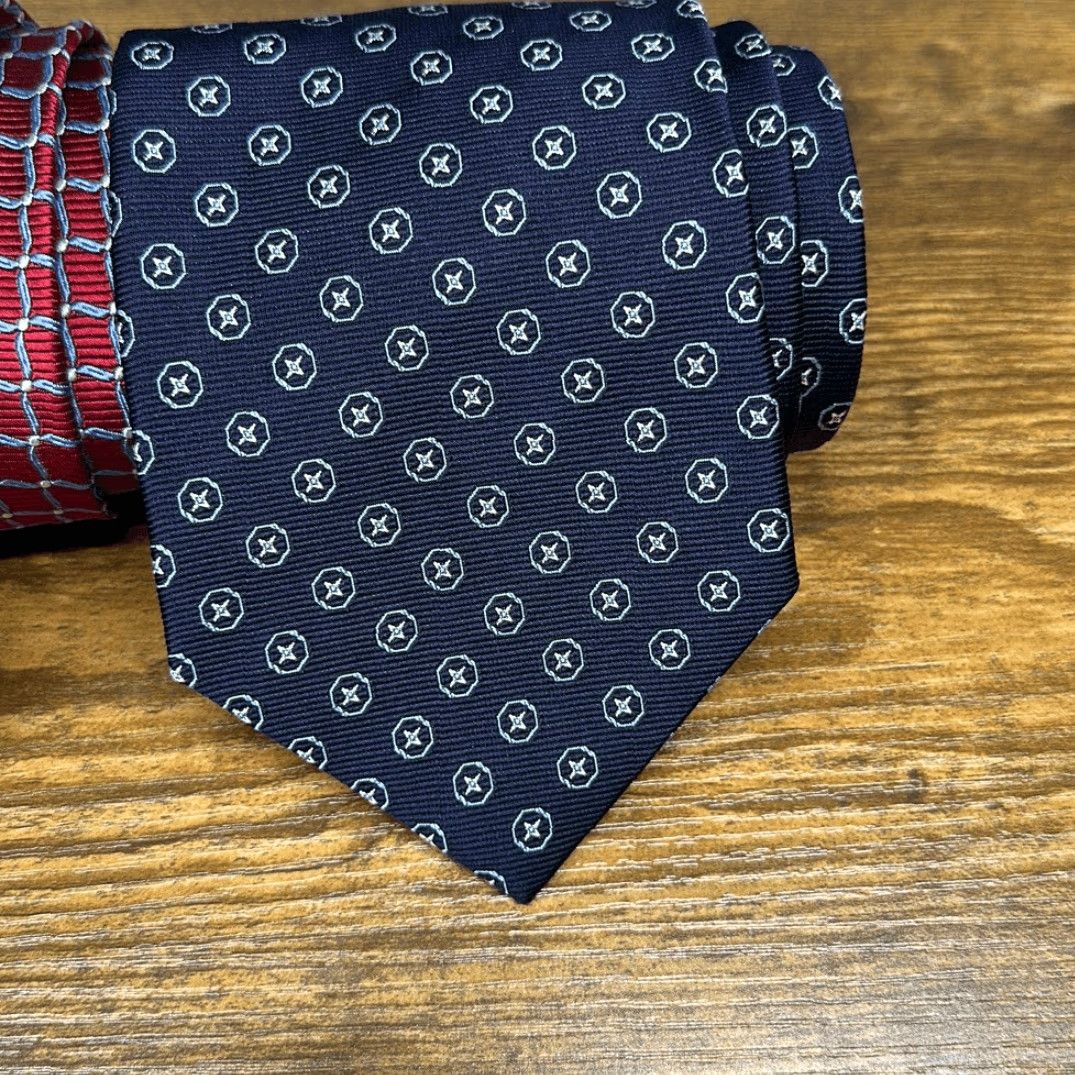 Brooks Brothers Tie Men One Size Silk Made in USA Woven Imported Fabric Red Multicolor L 58 W 4