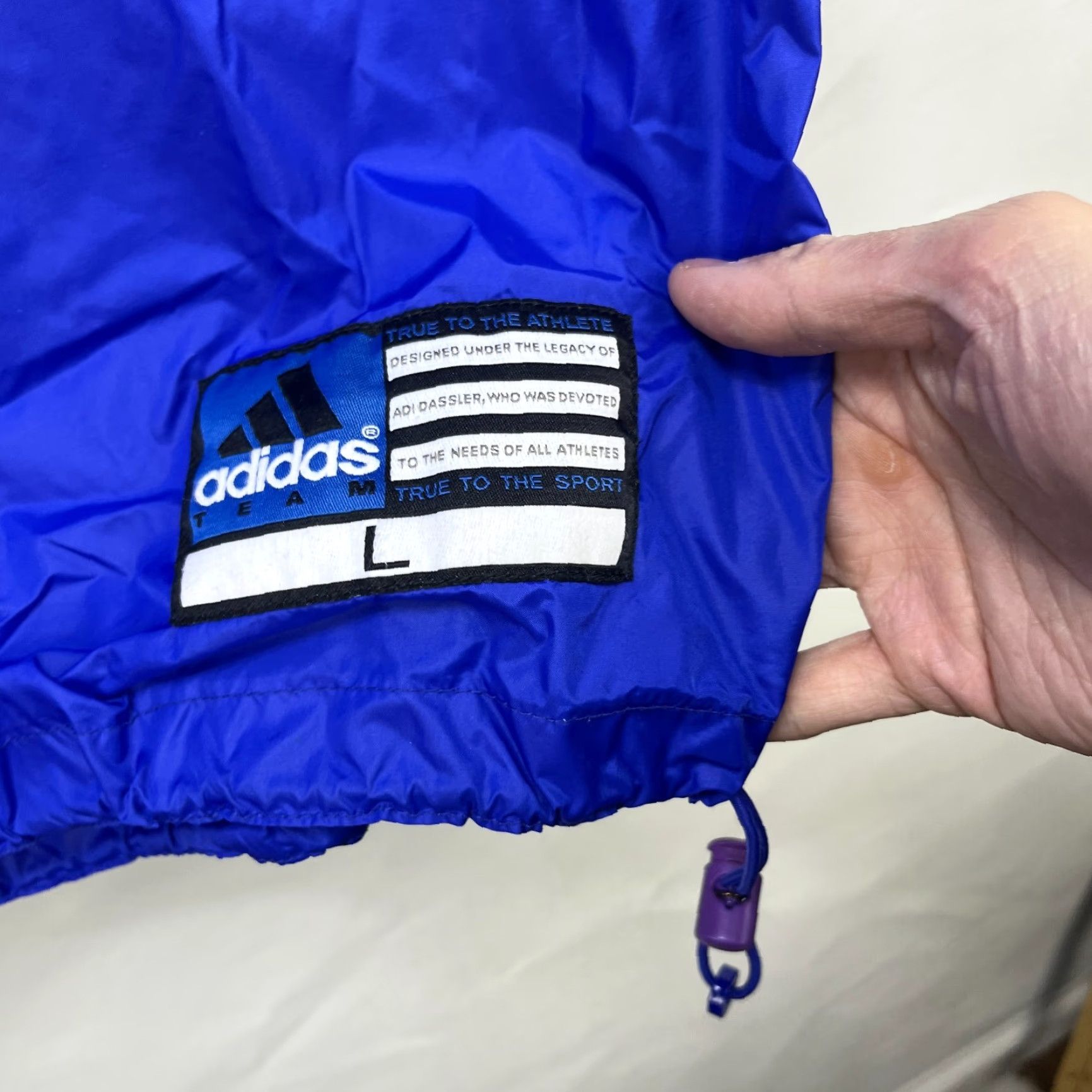 Adidas VINTAGE Adidas Windbreaker Short Sleeve Shirt Large Blue 90s Activewear Mens Jacket Size US L / EU 52-54 / 3 - 4 Thumbnail