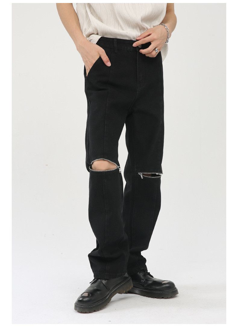 Designer × Japanese Brand Japanese retro high street hip-hop knee zipper jeans Size US 32 / EU 48 - 1 Thumbnail