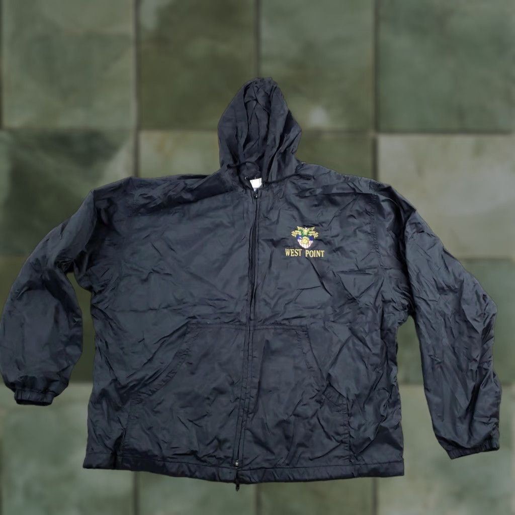 Vintage VINTAGE MV Sport Jacket Mens XL Black Windbreaker Hooded Lined Pockets West Point Size US XL / EU 56 / 4 - 1 Thumbnail