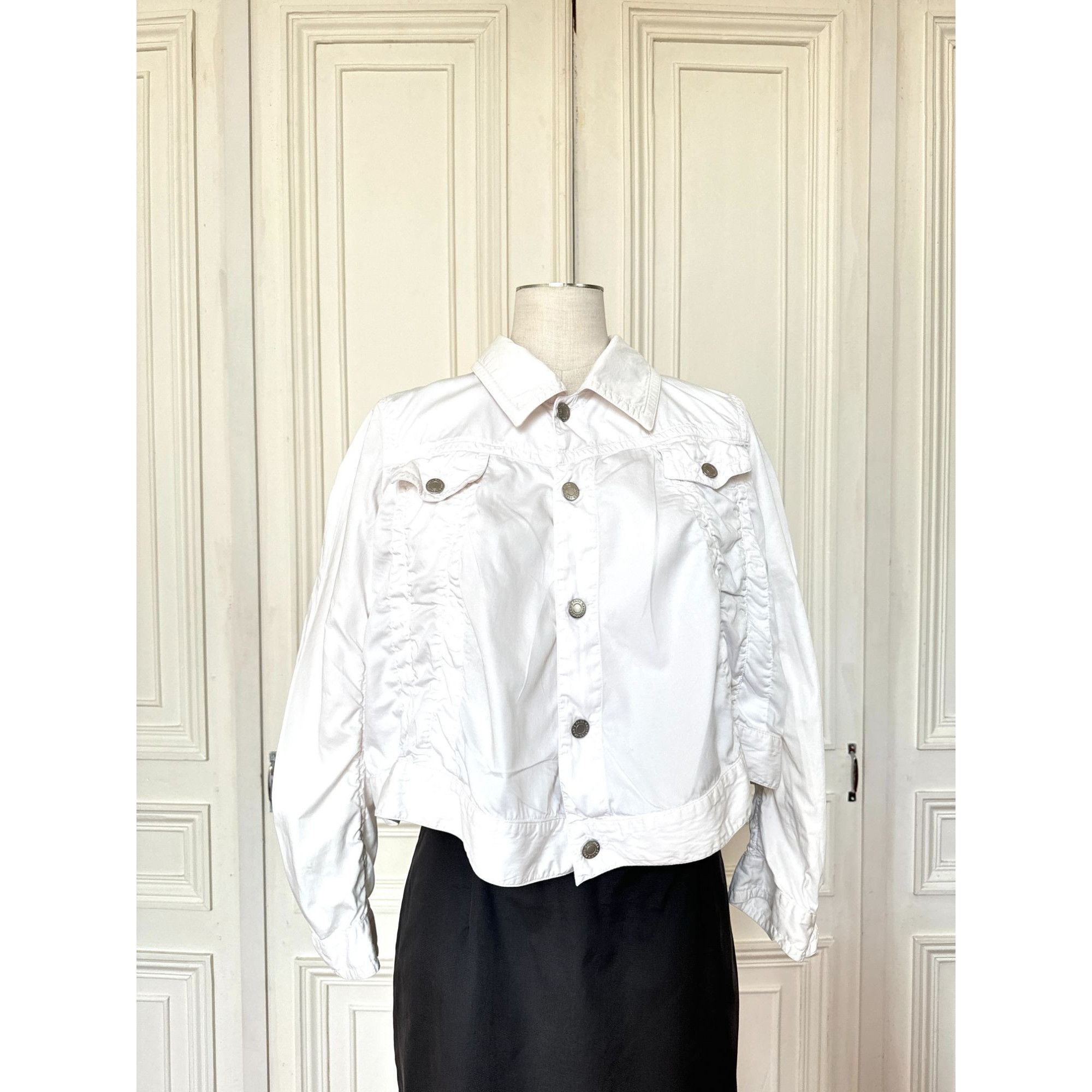 Jean Paul Gaultier White Cotton Cropped Jacket Size M / US 6-8 / IT 42-44 - 3 Thumbnail