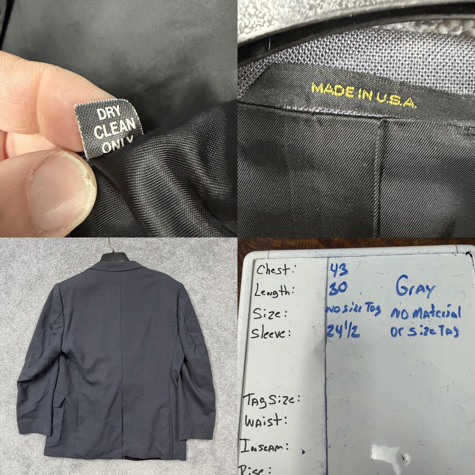 Imperial VINTAGE Imperial by Haggar Blazer Mens 40R Gray Single-Breasted Notch Lapel Slim/Regular Wool Tweed Formal Business 80s 70s USA Size 40R - 9 Thumbnail