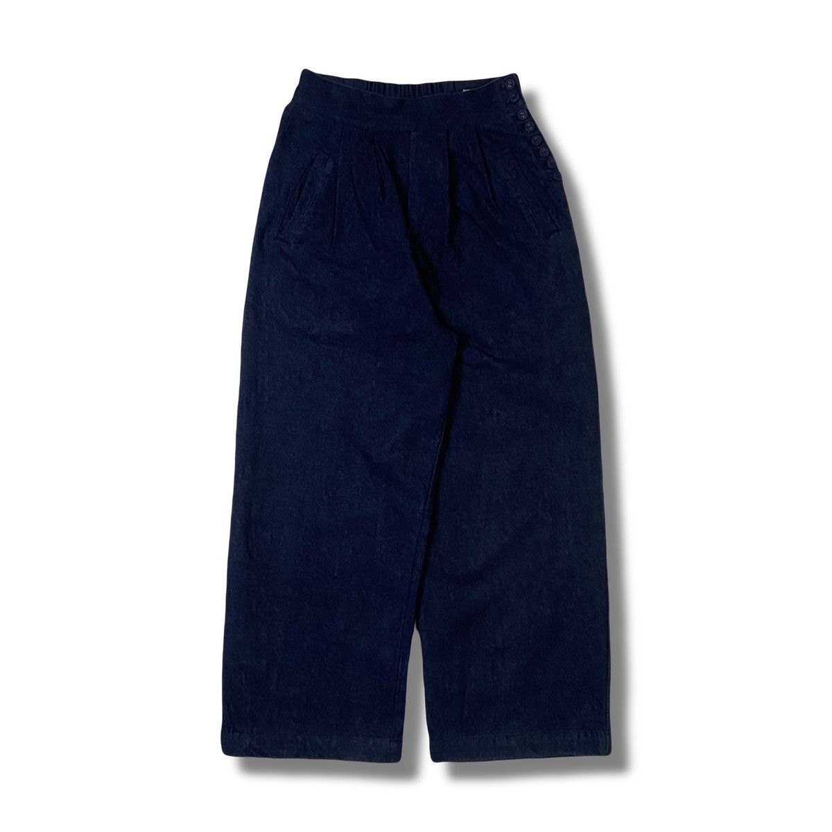Beams Plus BEAMS HEART Navy Pleated Wide Leg Pants S Size US 28 / EU 44 - 1 Thumbnail