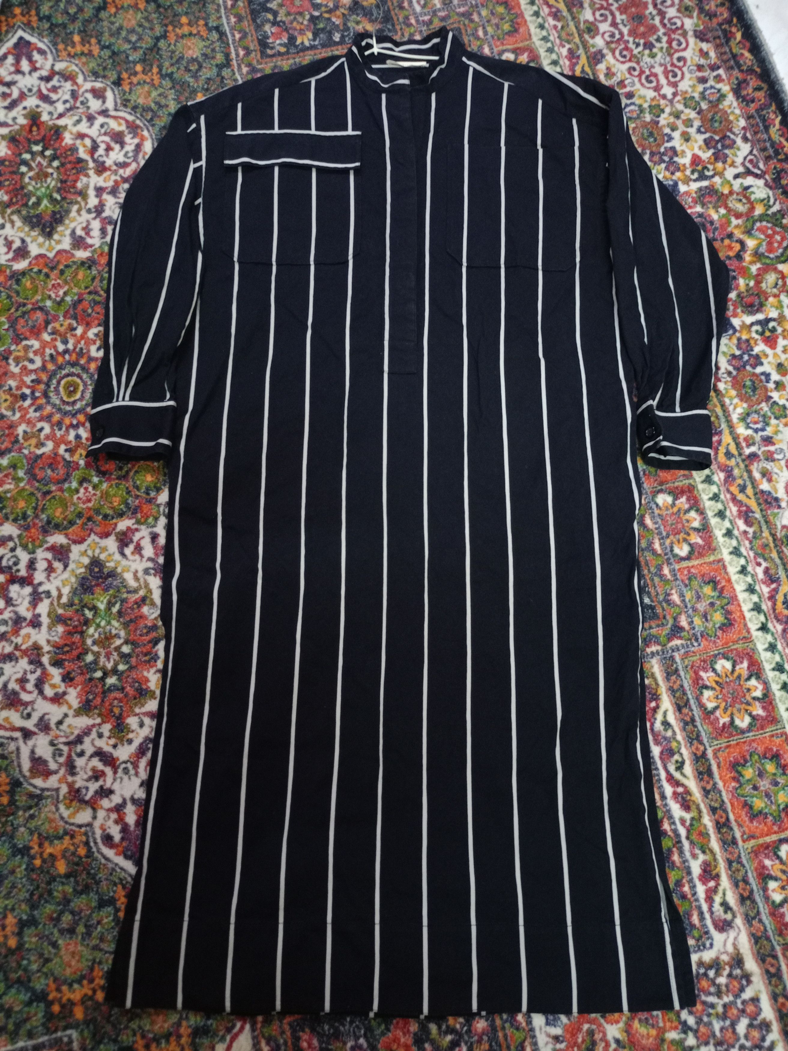 Celine CÈLINE navy stripe dress cotton viscose Size M / US 6-8 / IT 42-44 - 1 Thumbnail