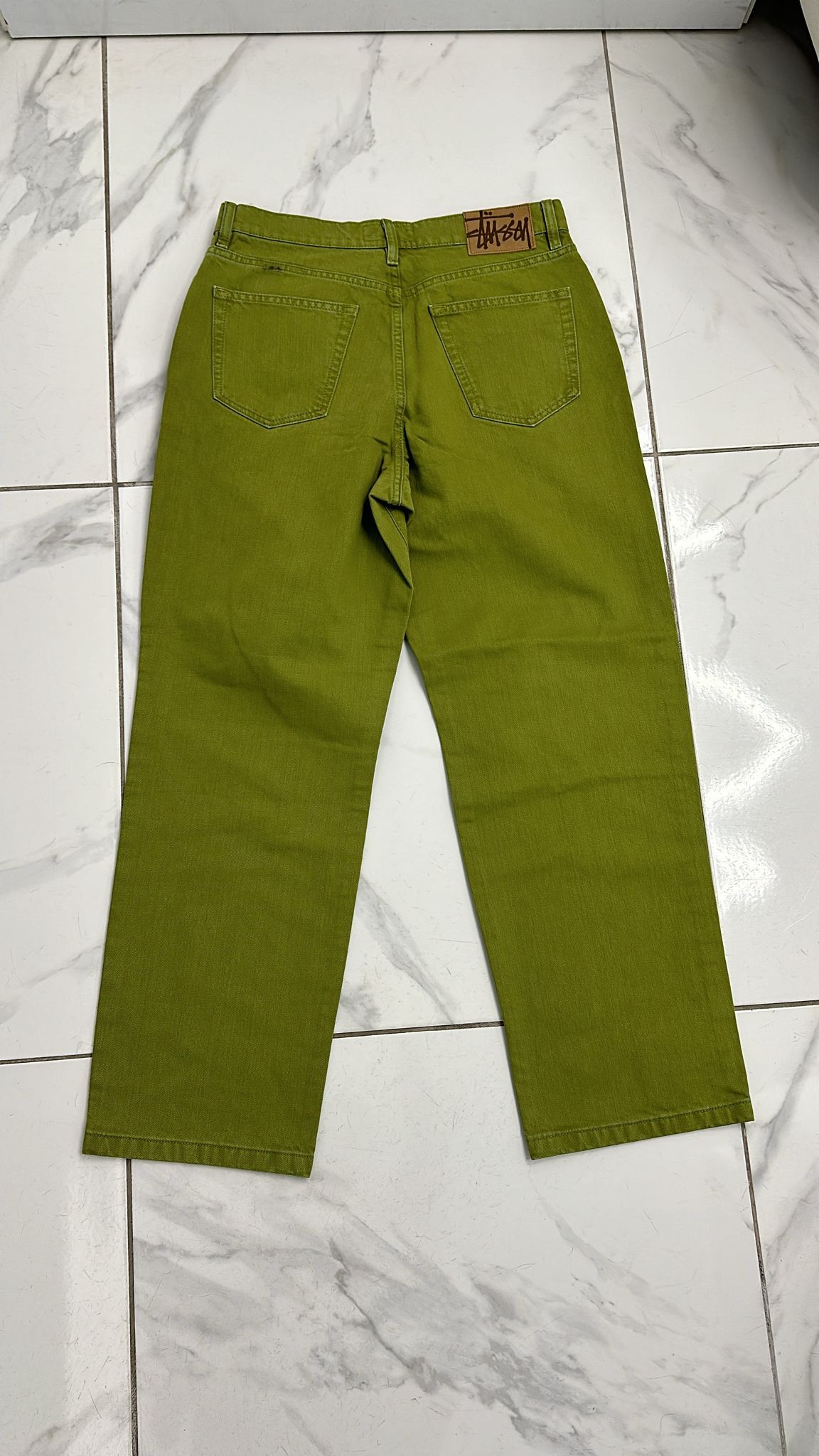 Stussy × Vintage Stussy Swirl Logo Big Ol Jean Olive 30 Size US 30 / EU 46 - 2 Thumbnail