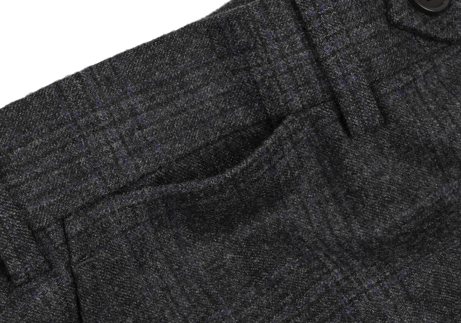 Armani Collezioni Wool Glen Check Double-Hem Pants in Charcoal Navy Size US 26 / EU 42 - 5 Thumbnail
