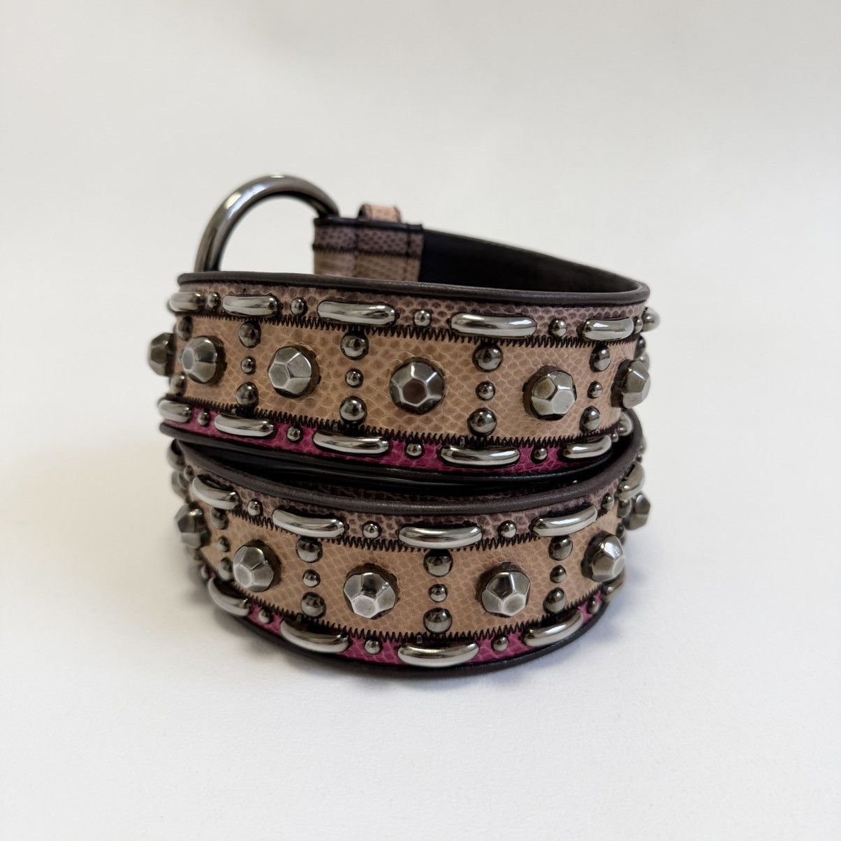Miu Miu Mid 2000s Studded Snake Print Leather Belt Size ONE SIZE - 7 Thumbnail