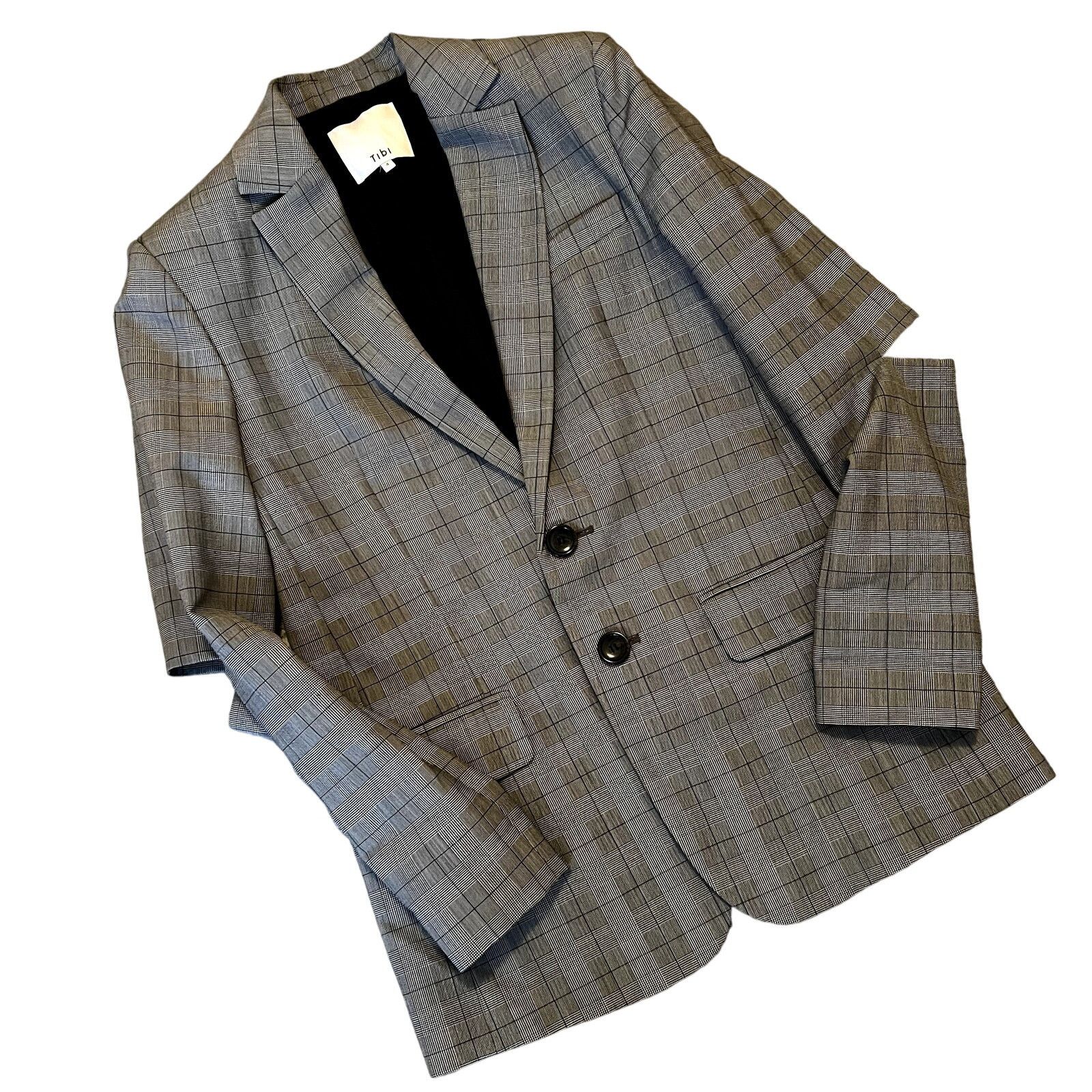 Tibi TIBI Marlon Cutout Checked Grain De Poudre Blazer size 4 J1 Size S / US 4 / IT 40 - 4 Thumbnail