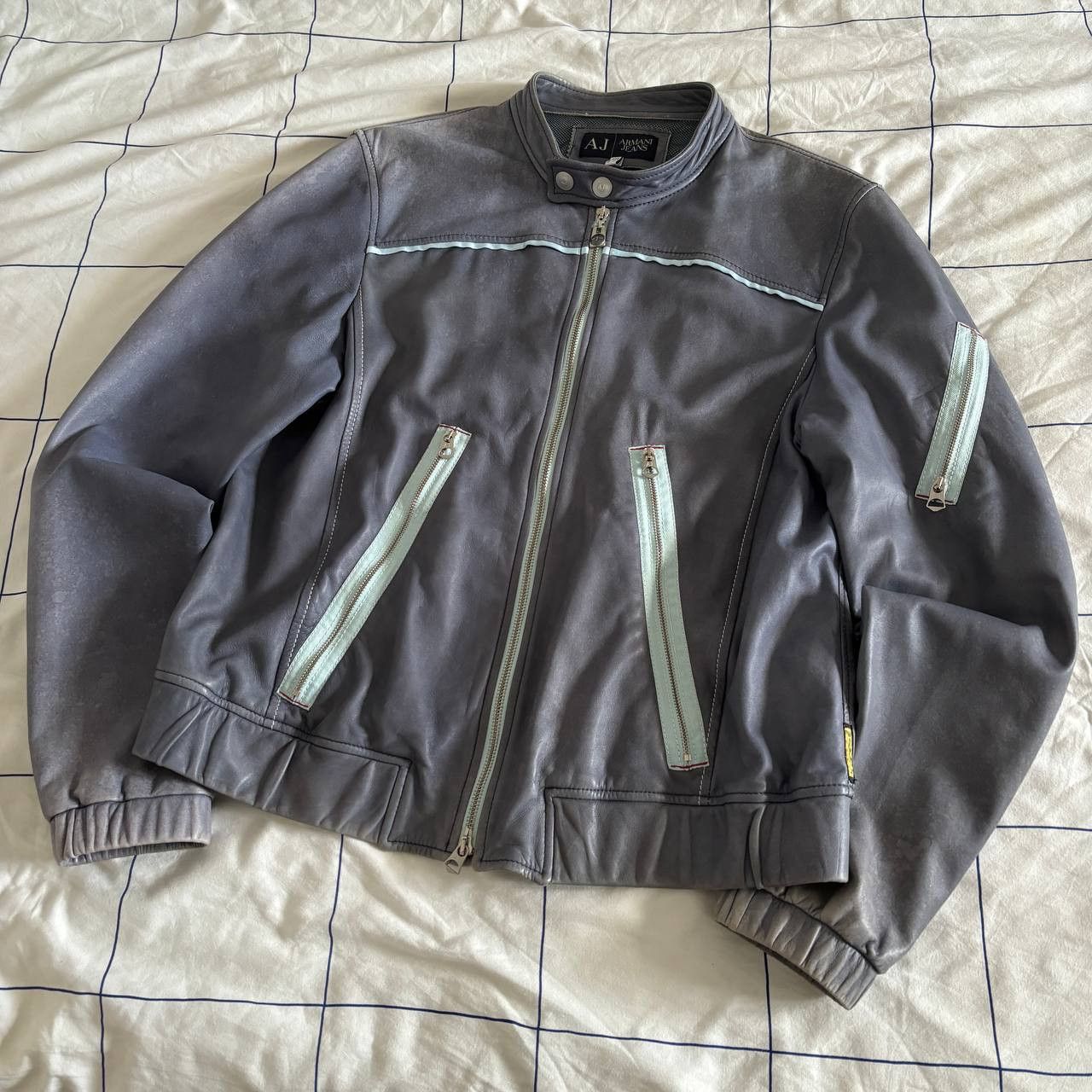 Armani Vintage Armani Leather Biker Jacket Size US XL / EU 56 / 4 - 5 Thumbnail