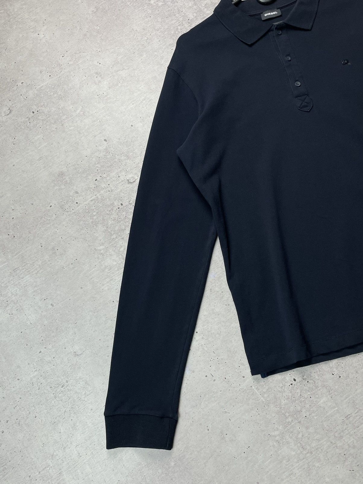 Diesel × Vintage Vintage Diesel Logo Black Longsleeve Polo Shirt Size US XL / EU 56 / 4 - 3 Thumbnail