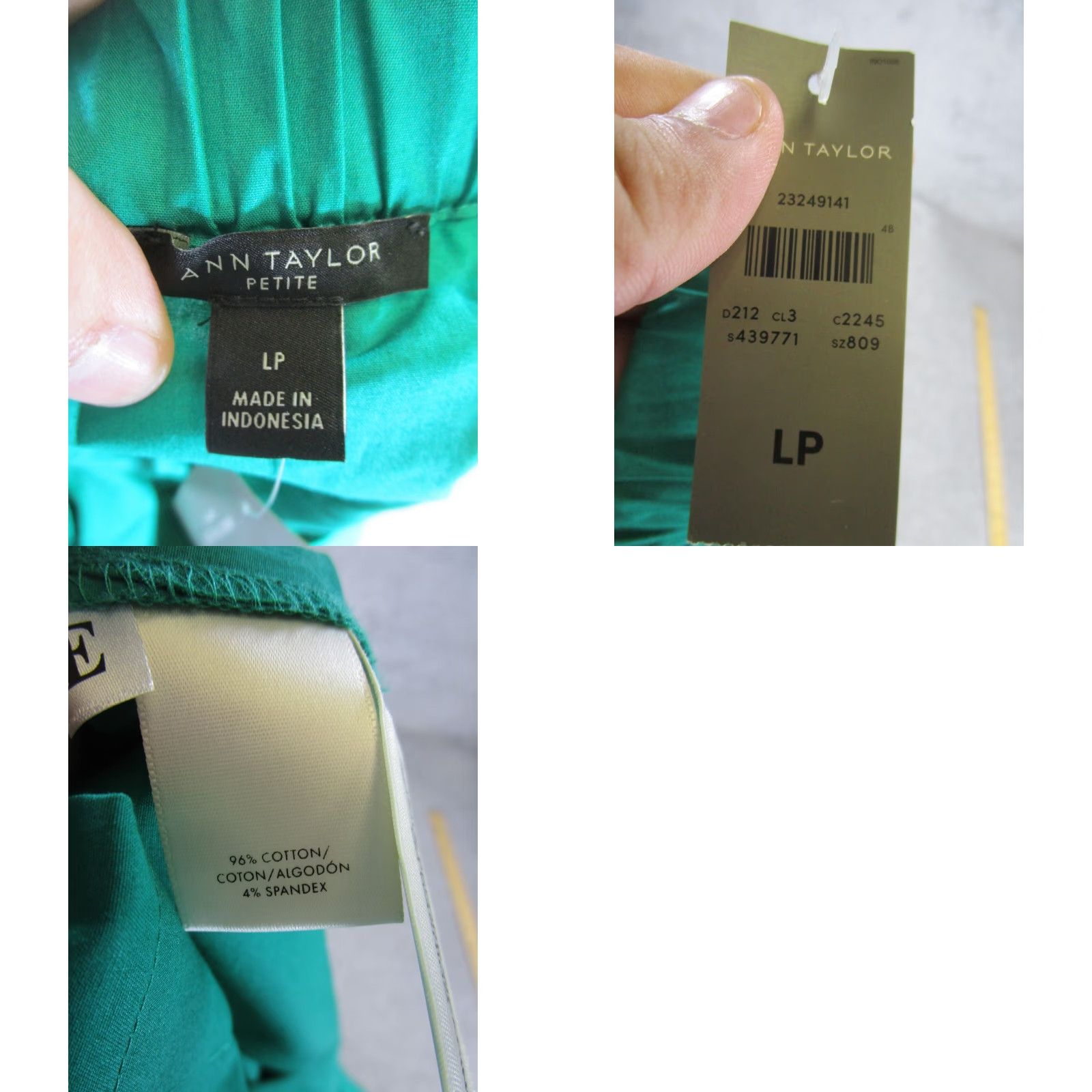Ann Taylor VINTAGE Ann Taylor Blouse Shirt Womens Large Petites Off The Shoulder Green Cotton Casual 2010s Womens Size L / US 10 / IT 46 - 8 Thumbnail